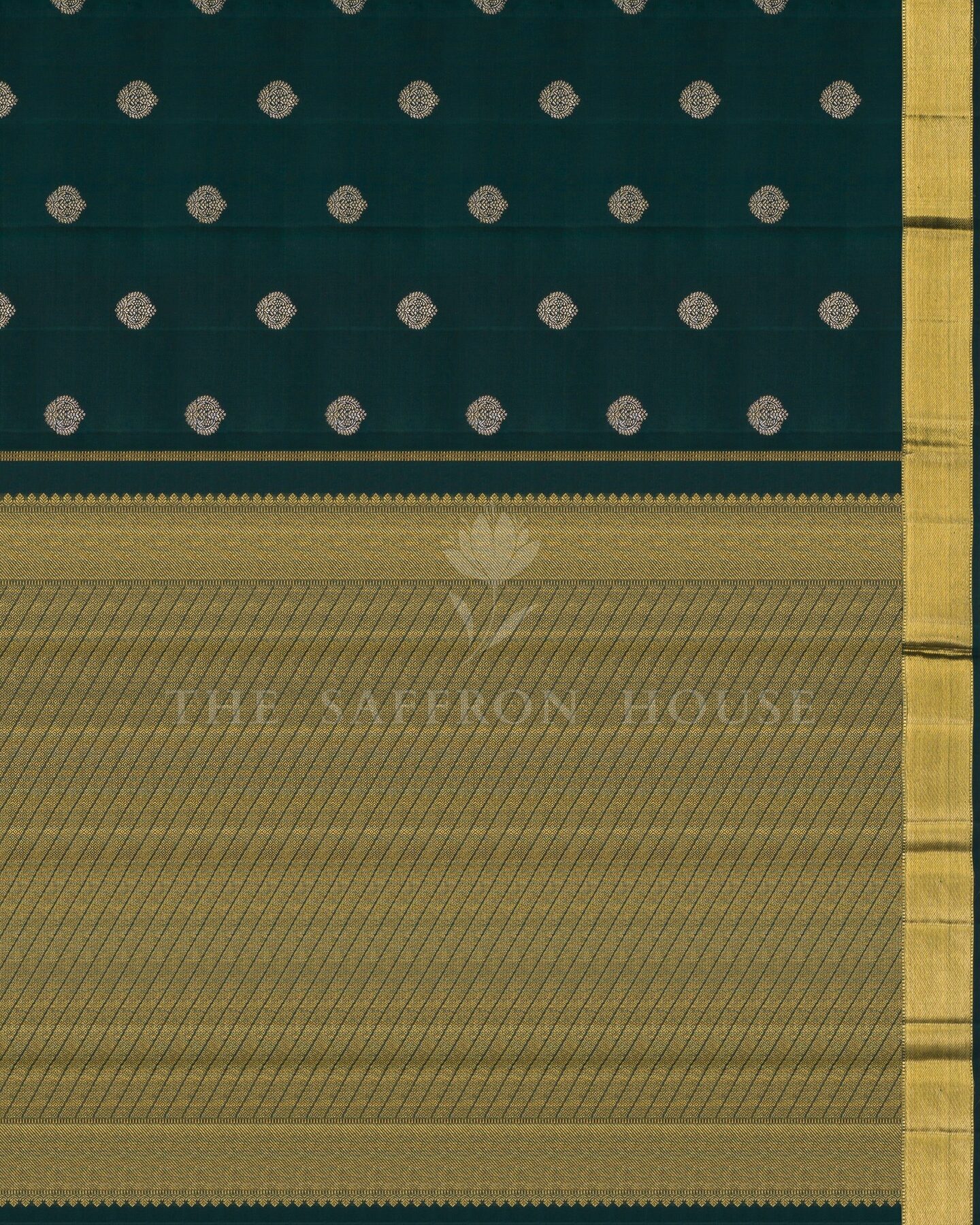 Green And Bottle Green Korvai Kanjivaram Silk Saree – The Saffron House