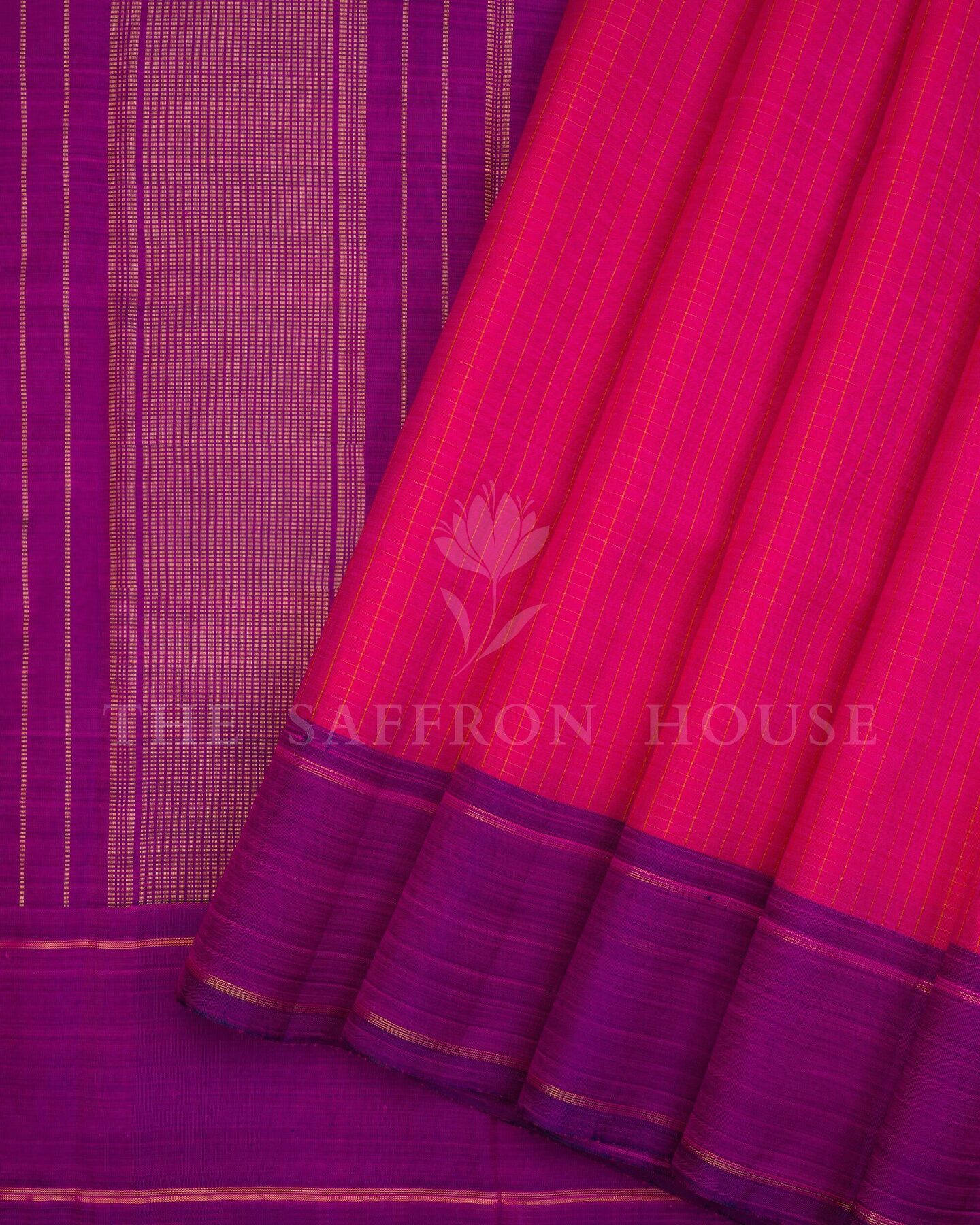 Purple And Magenta Kattam Kanjivaram Silk Saree – The Saffron House