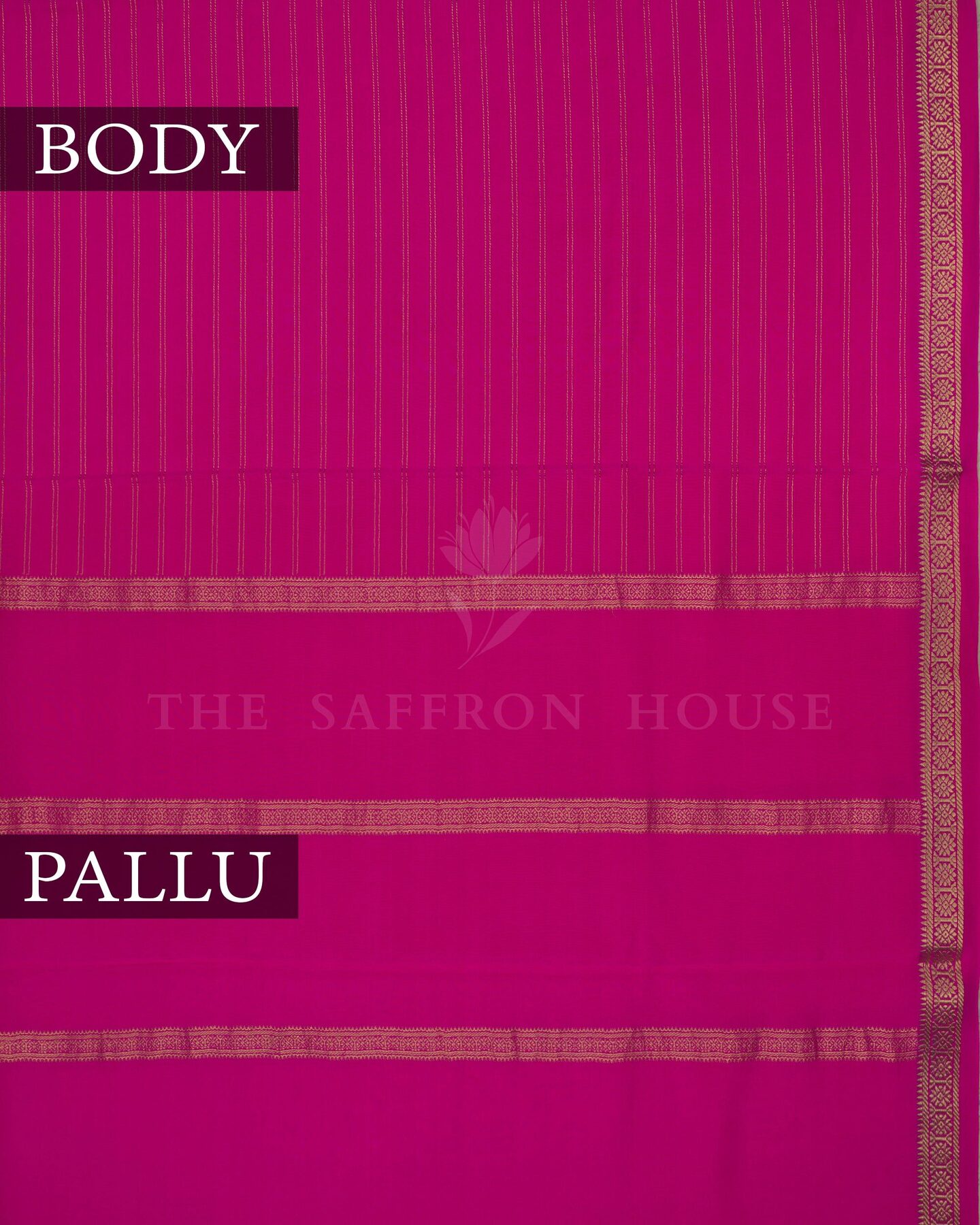 Rani Pink Pure Zari Mysore Silk Saree – The Saffron House