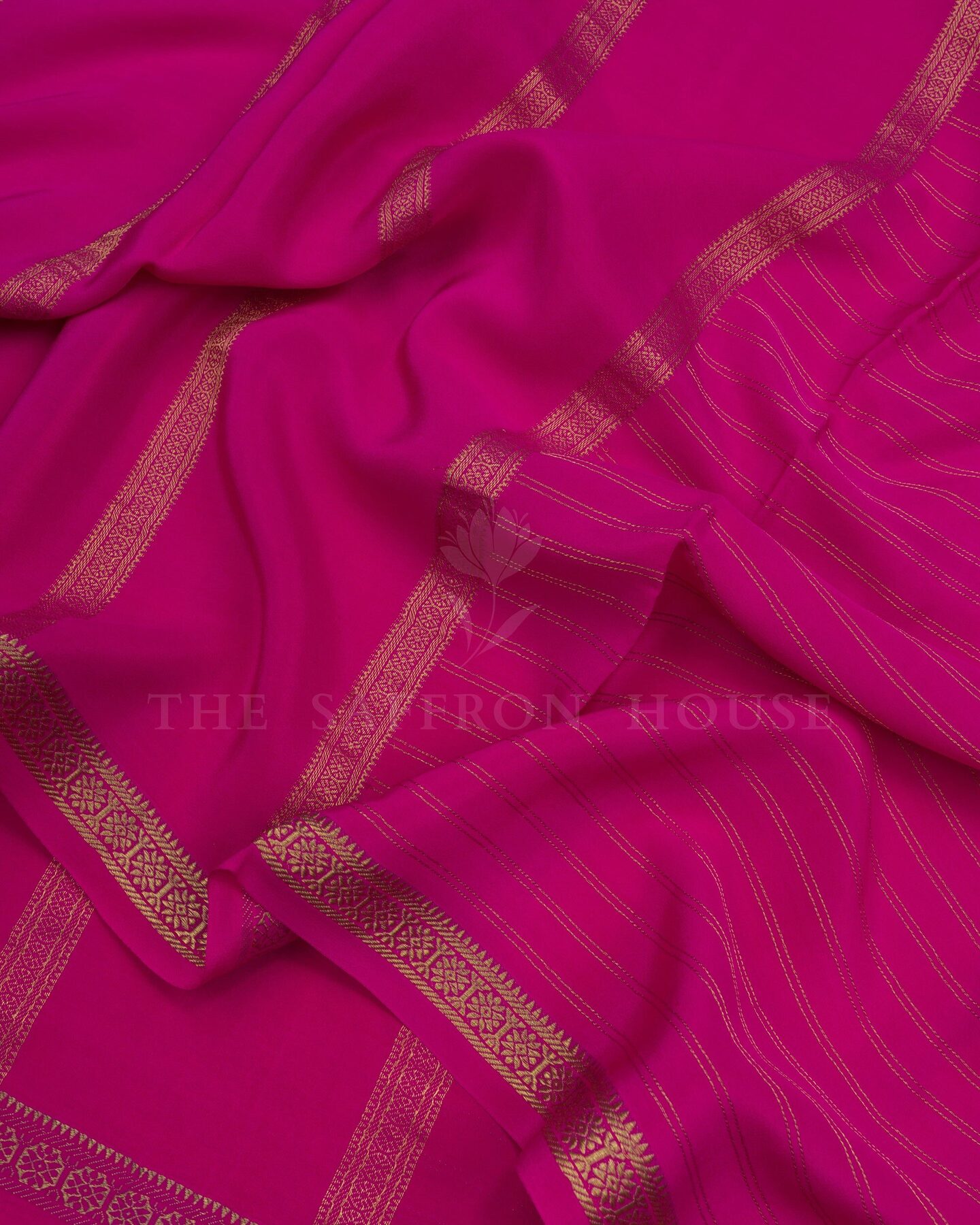 Rani Pink Pure Zari Mysore Silk Saree – The Saffron House