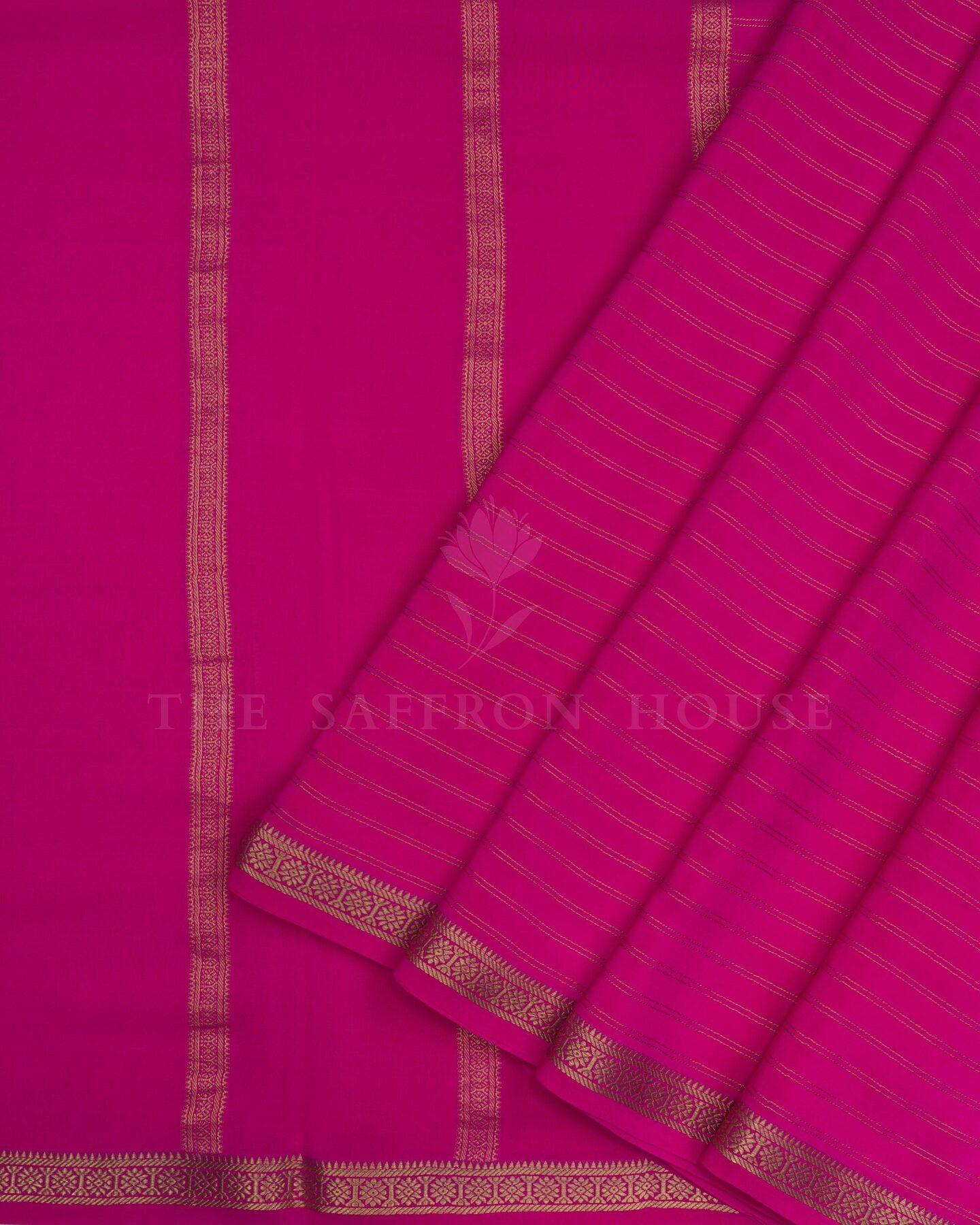 Rani Pink Pure Zari Mysore Silk Saree – The Saffron House
