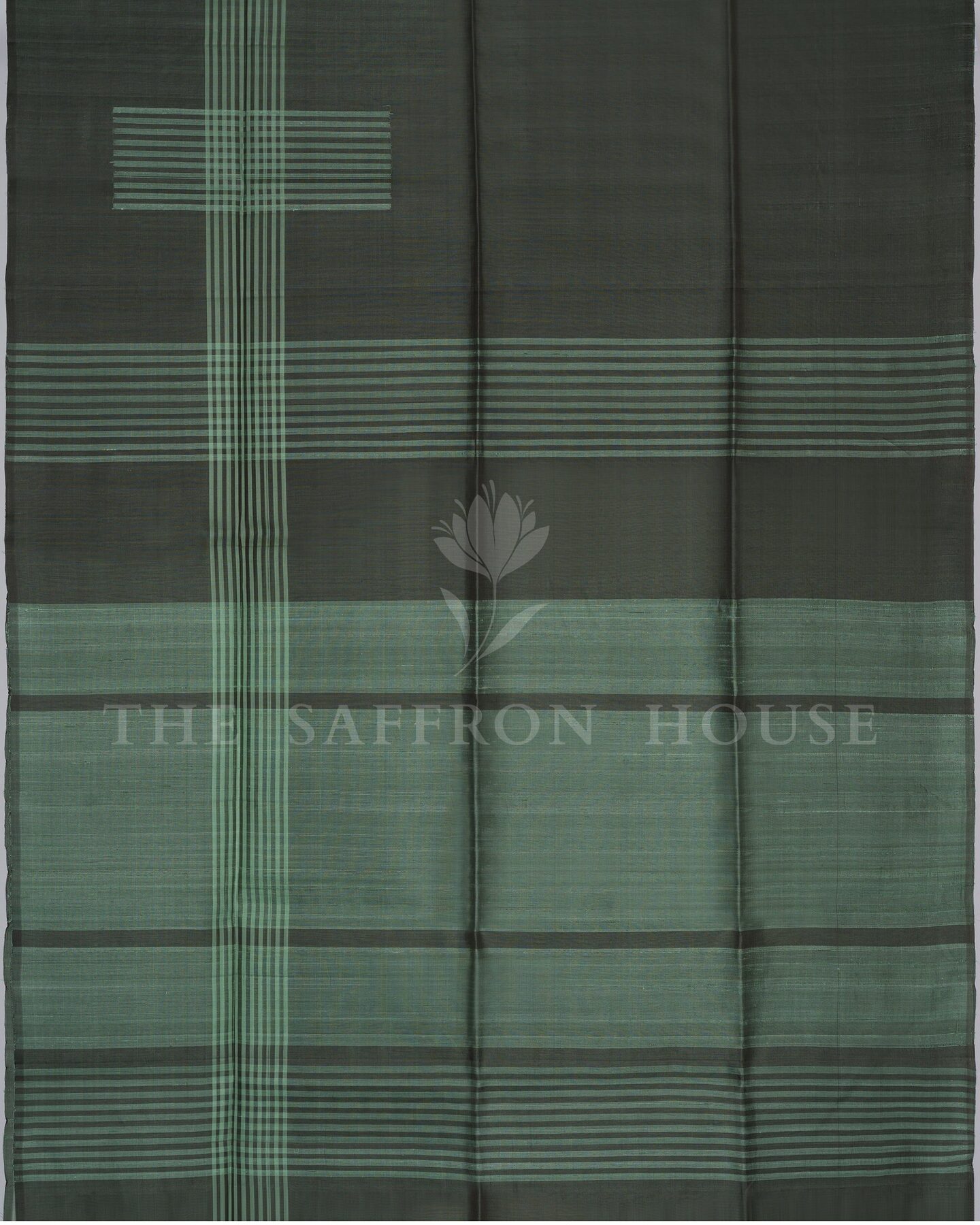 Onyx Black And Sea Green Eri Silk Saree – The Saffron House