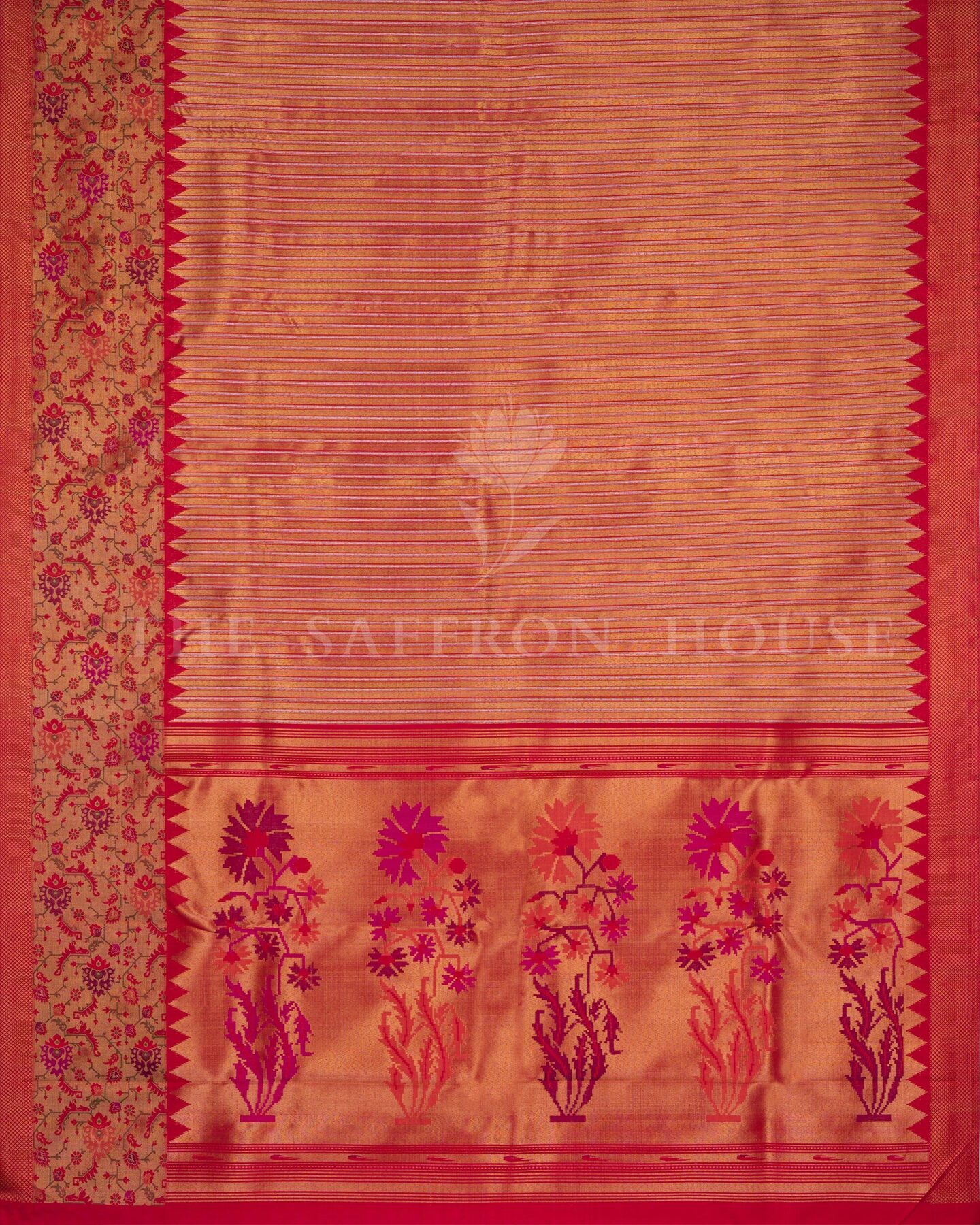 Chilli Red Kattam Kanjivaram Silk Saree – The Saffron House