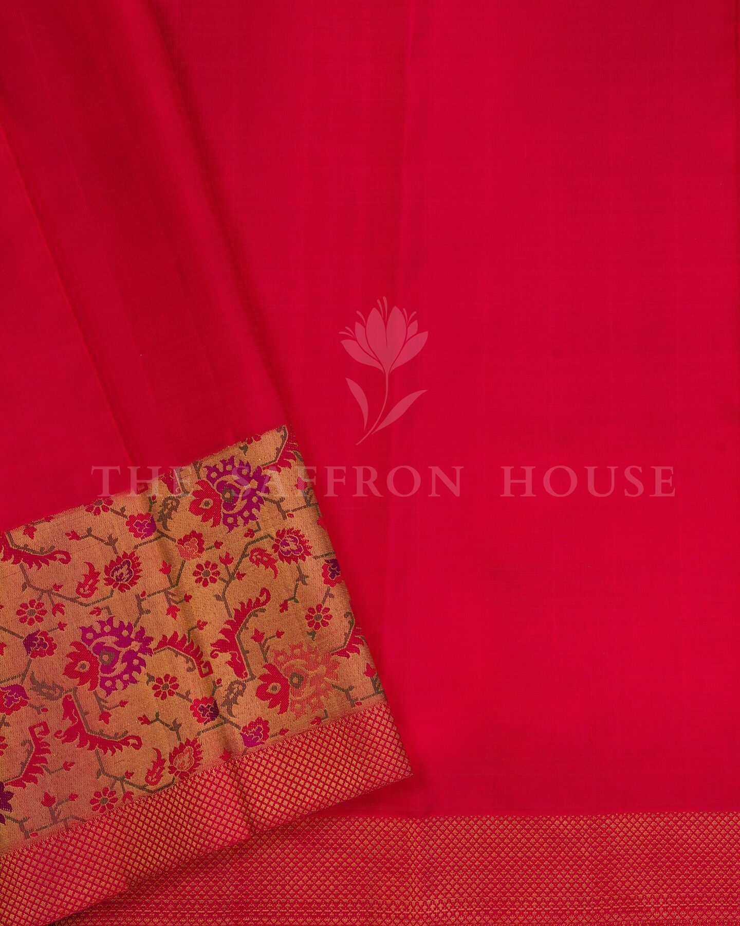 Chilli Red Kattam Kanjivaram Silk Saree – The Saffron House