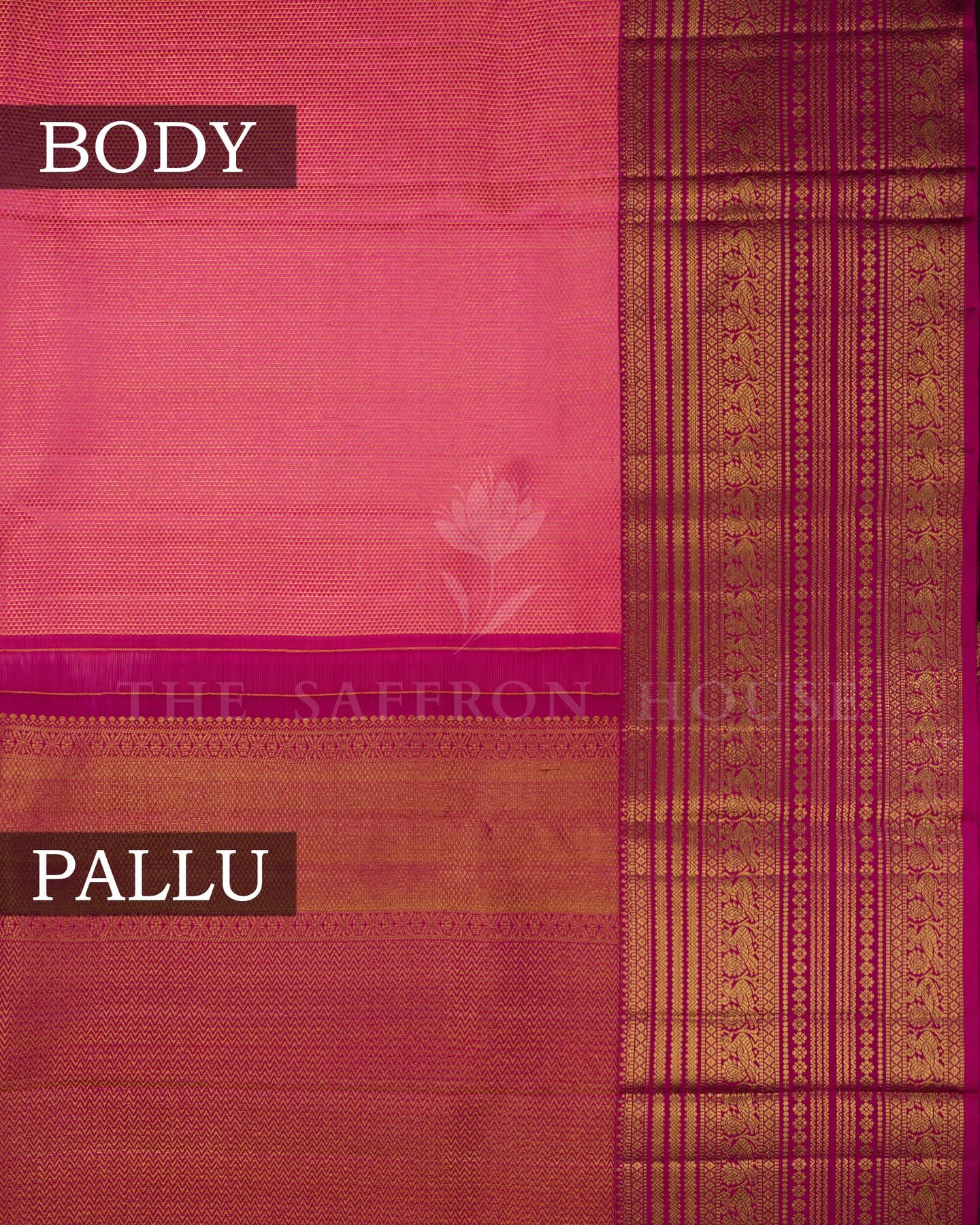 Magenta And Coral Pink Brocade Kanjivaram Silk Saree – The Saffron House