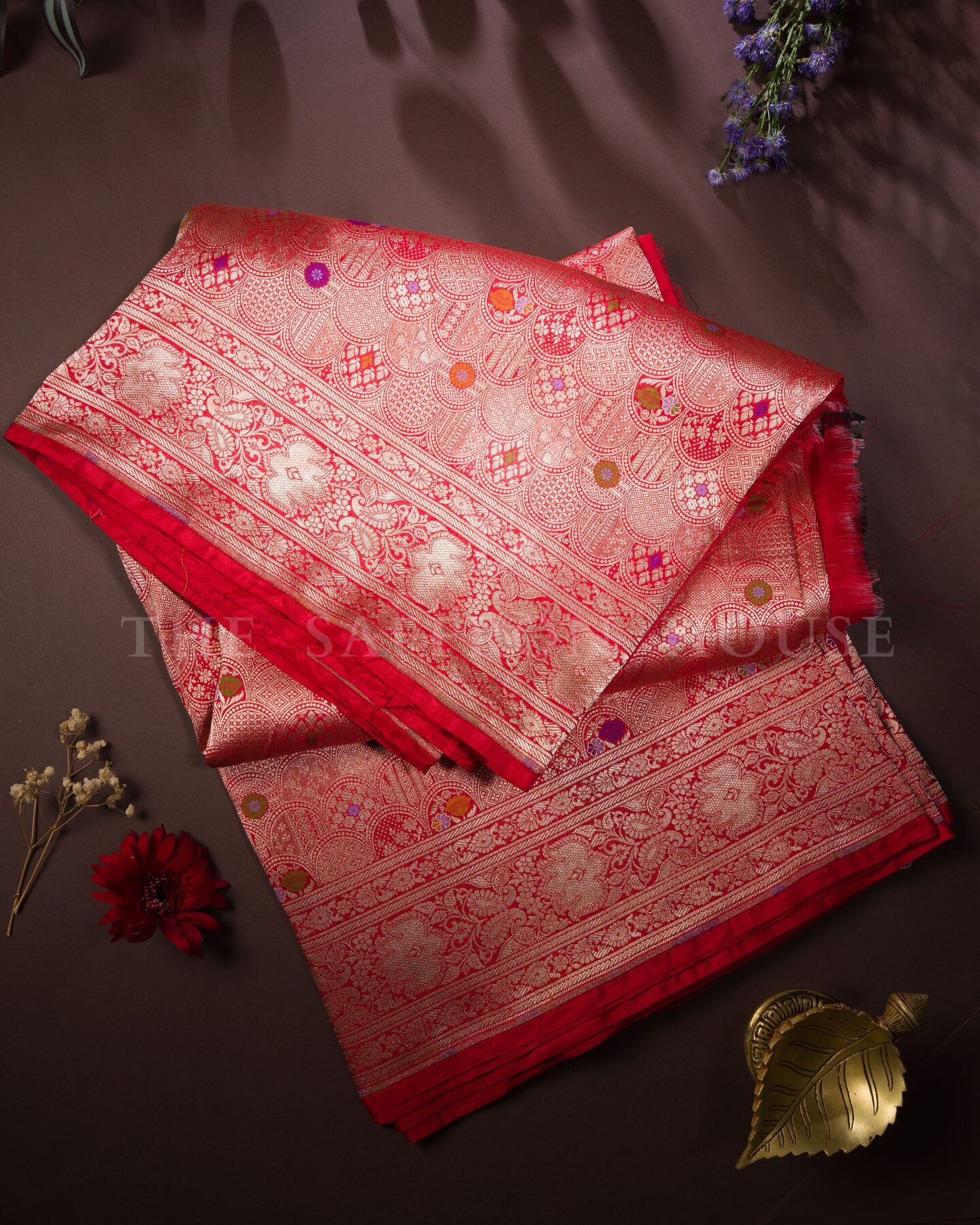 Red Katan Banarasi Silk Saree – The Saffron House