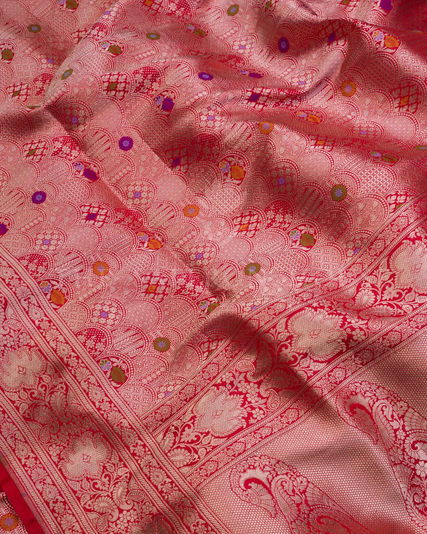 Red Katan Banarasi Silk Saree – The Saffron House