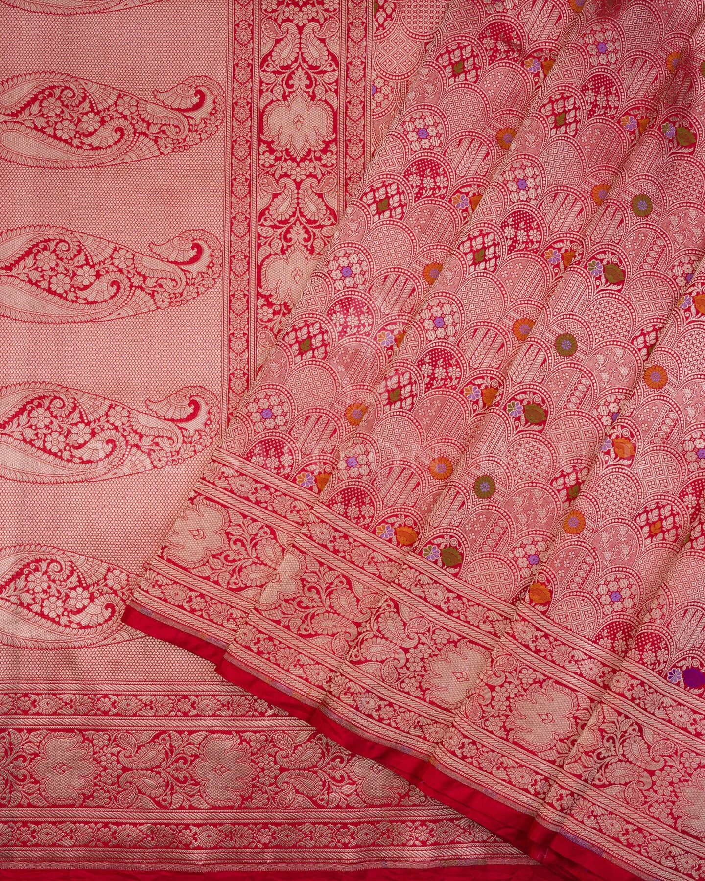 Red Katan Banarasi Silk Saree – The Saffron House