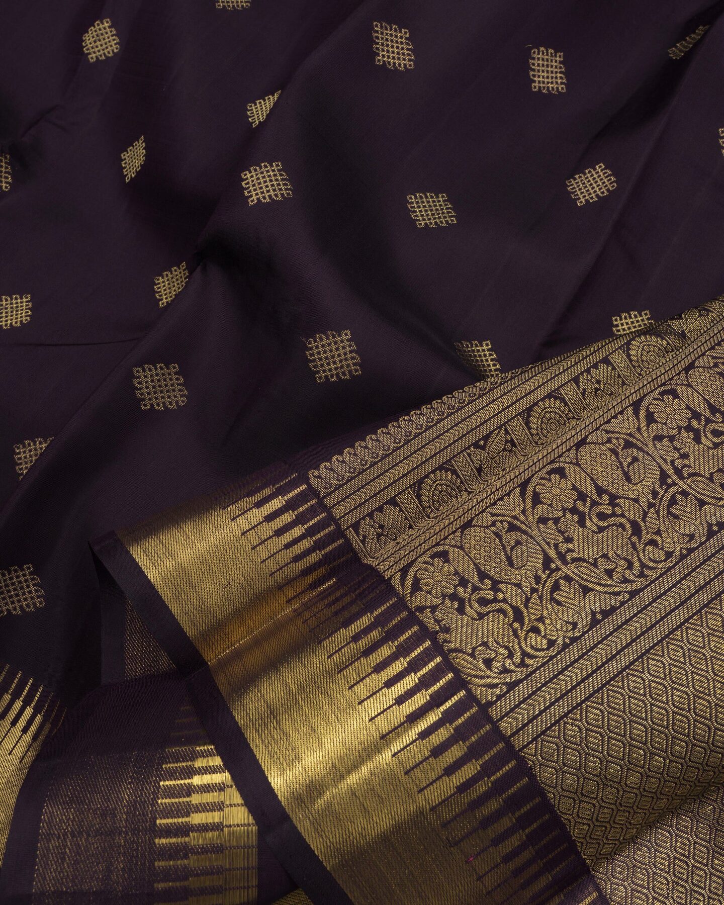 Dark Cocoa Kora Kanjivaram Silk Saree – The Saffron House