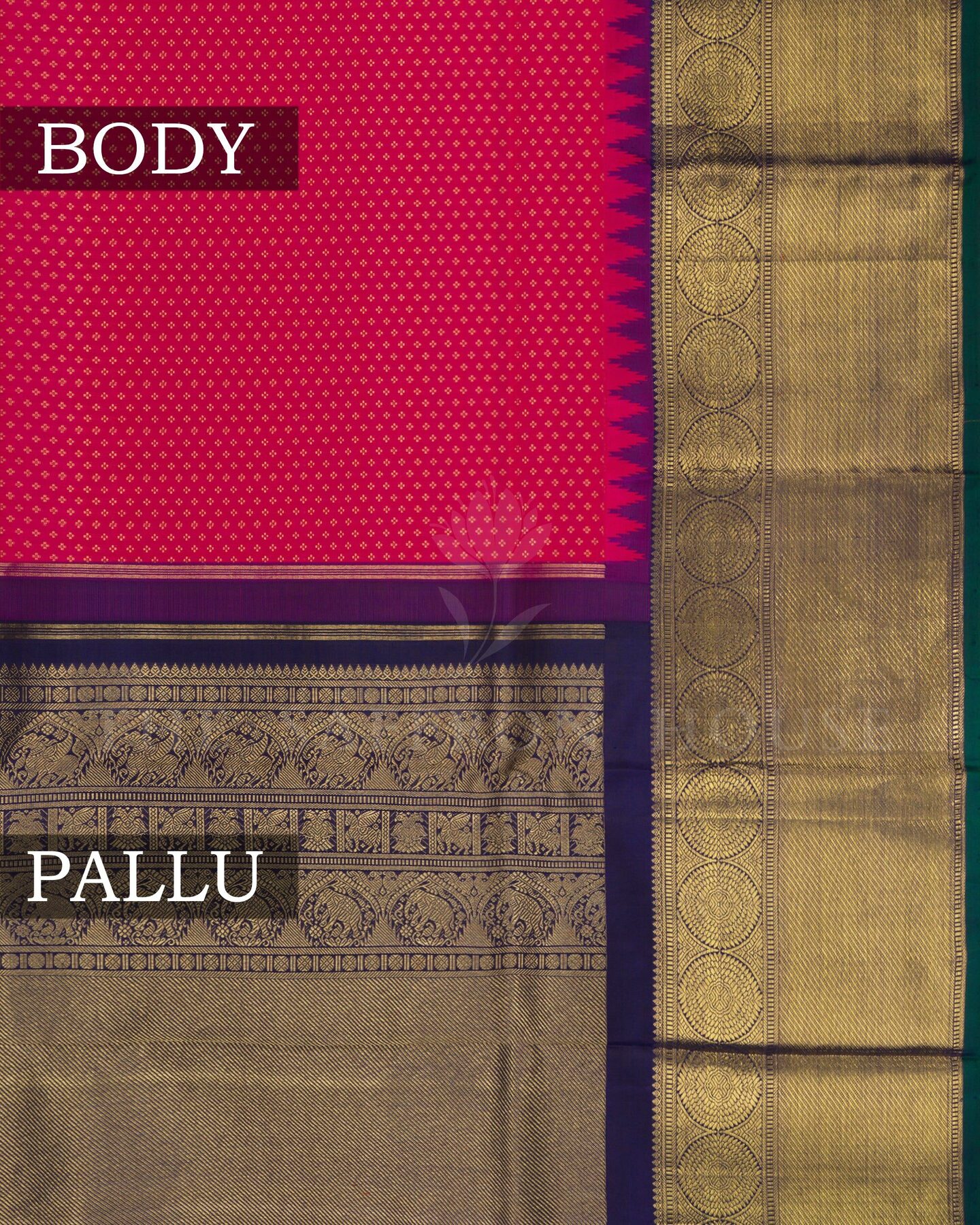 Pink And Midnight Blue Brocade Kanjivaram Silk Saree – The Saffron House