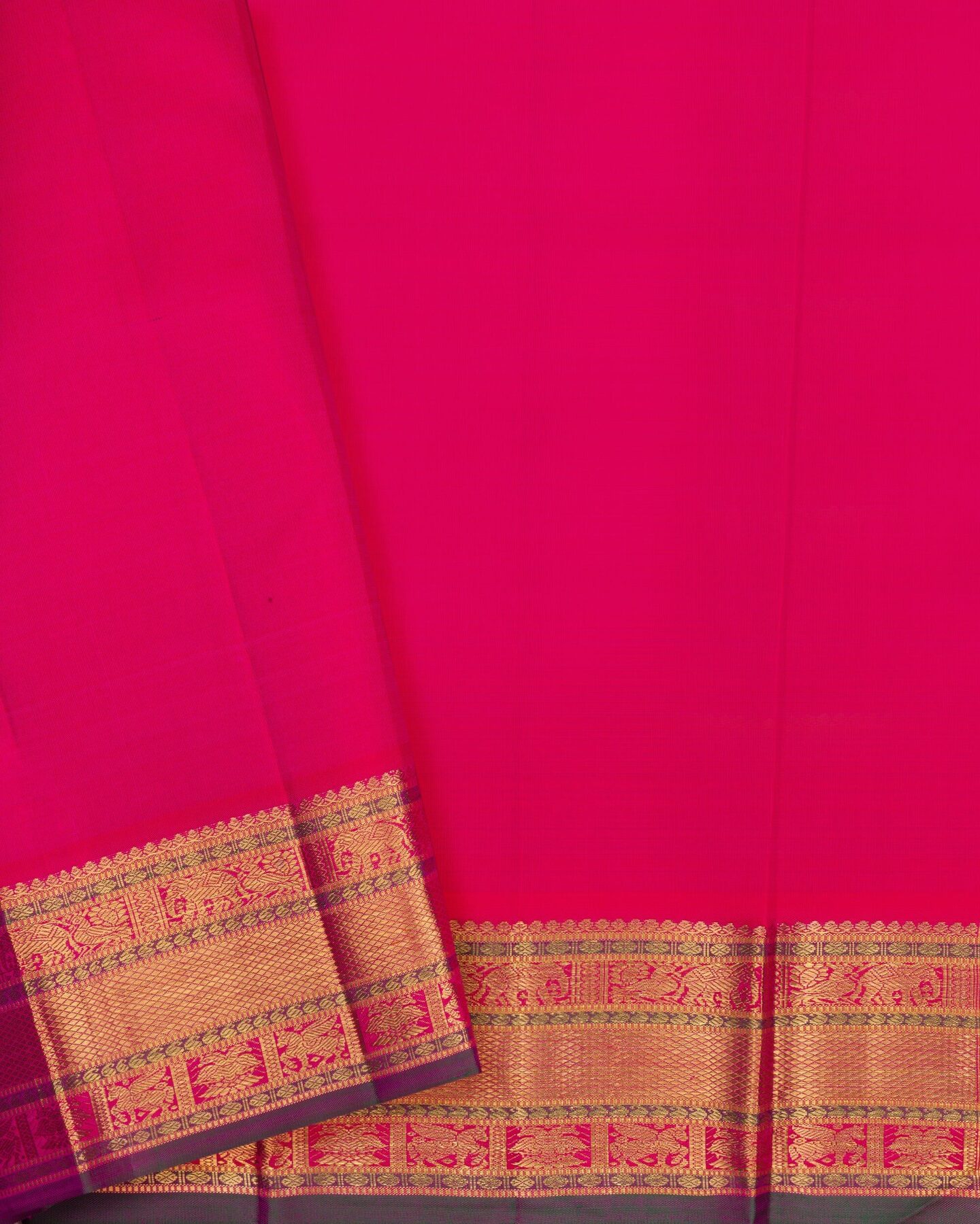 Deep Rani Pink Brocade Kanjivaram Silk Saree – The Saffron House