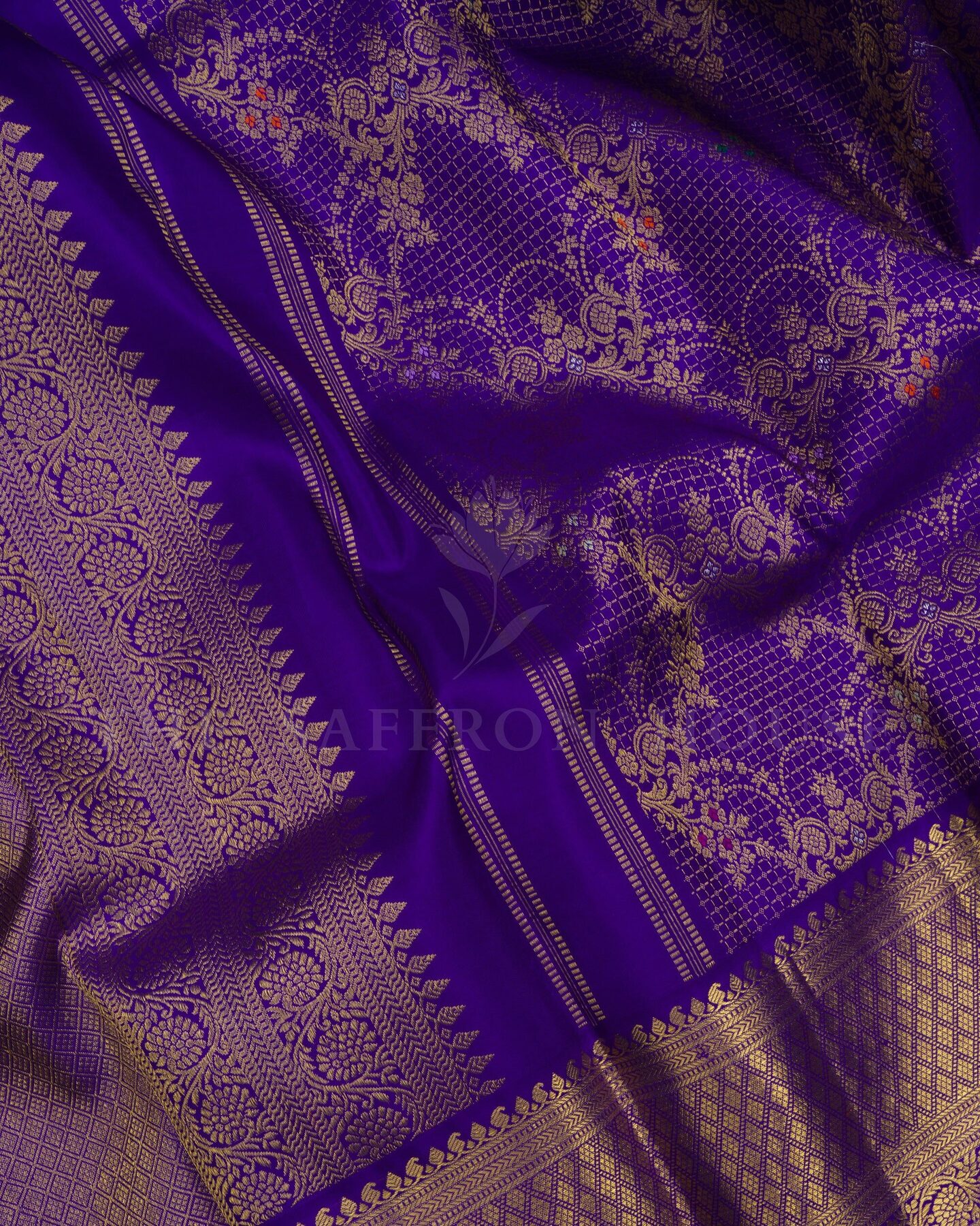 Violet Kattam Kanjivaram Silk Saree – The Saffron House
