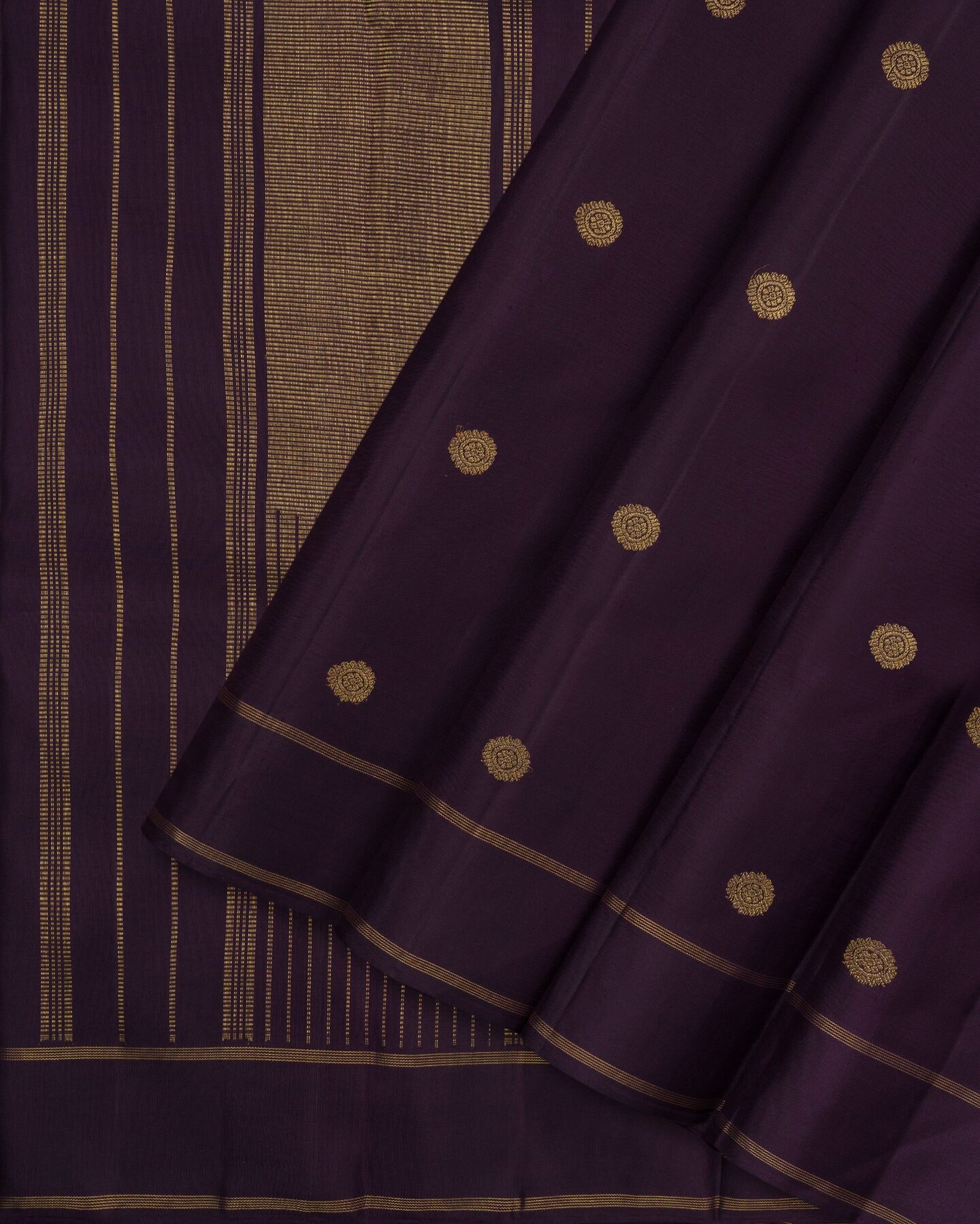Midnight Wine Kora Kanjivaram Silk Saree – The Saffron House