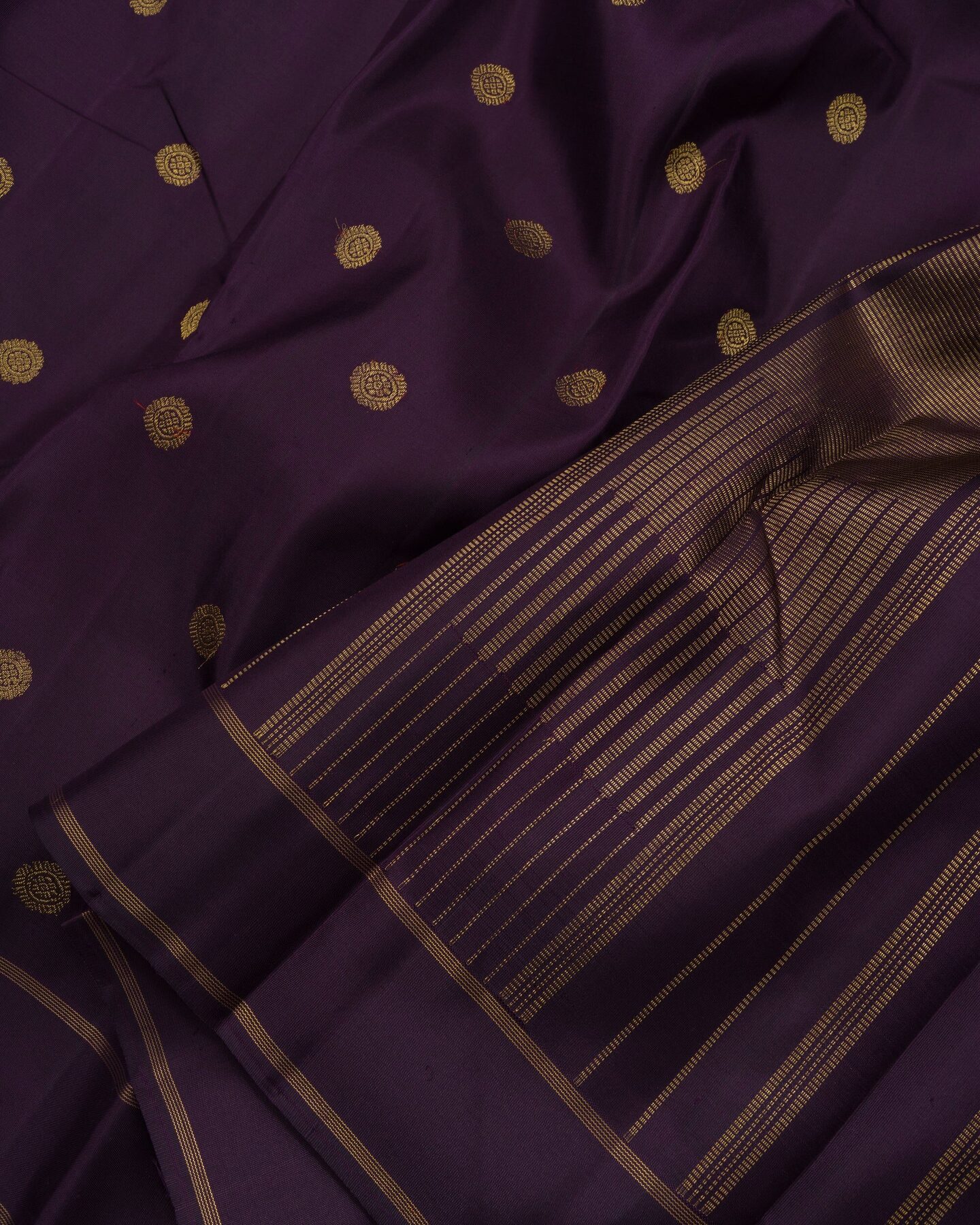Midnight Wine Kora Kanjivaram Silk Saree – The Saffron House