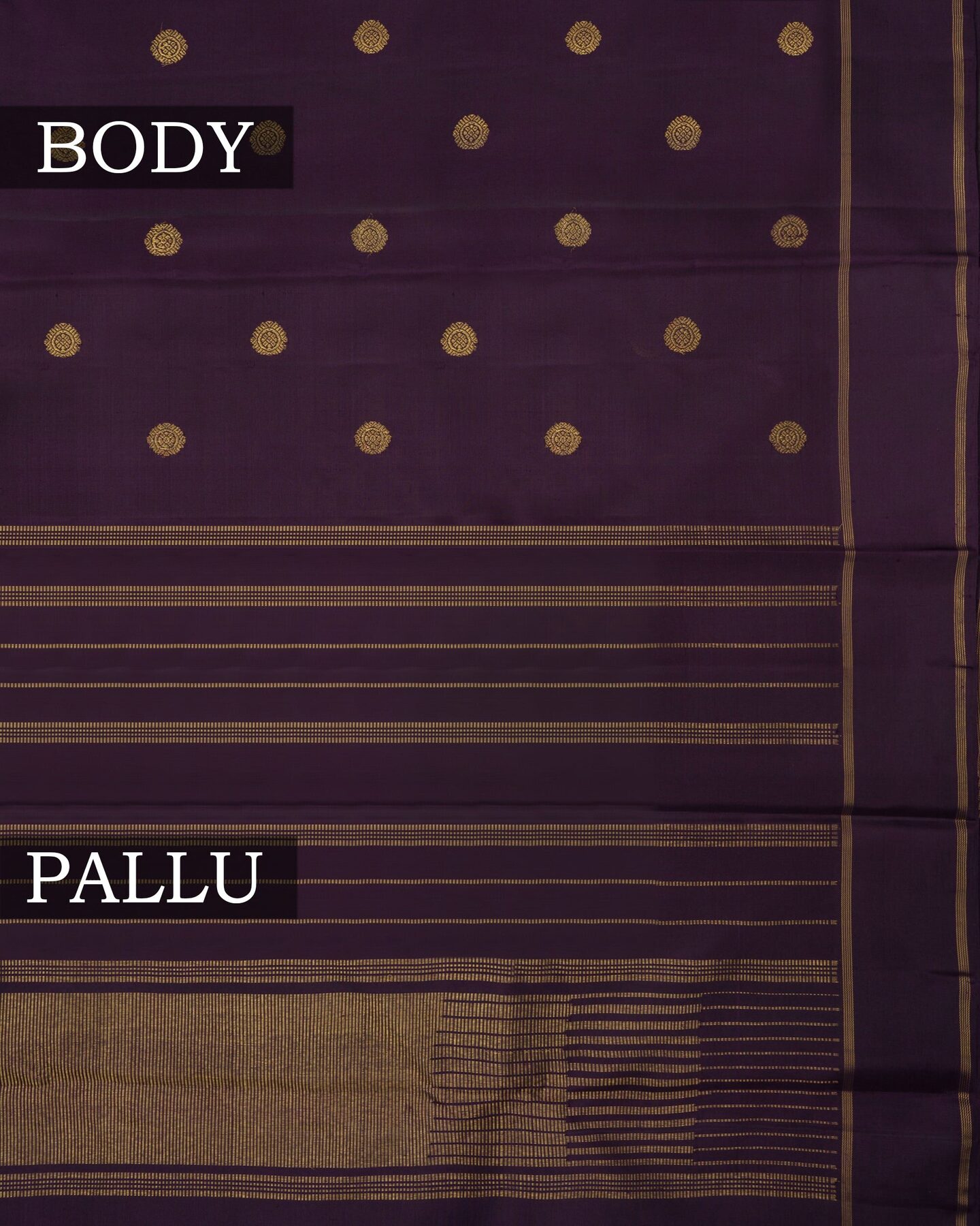 Midnight Wine Kora Kanjivaram Silk Saree – The Saffron House