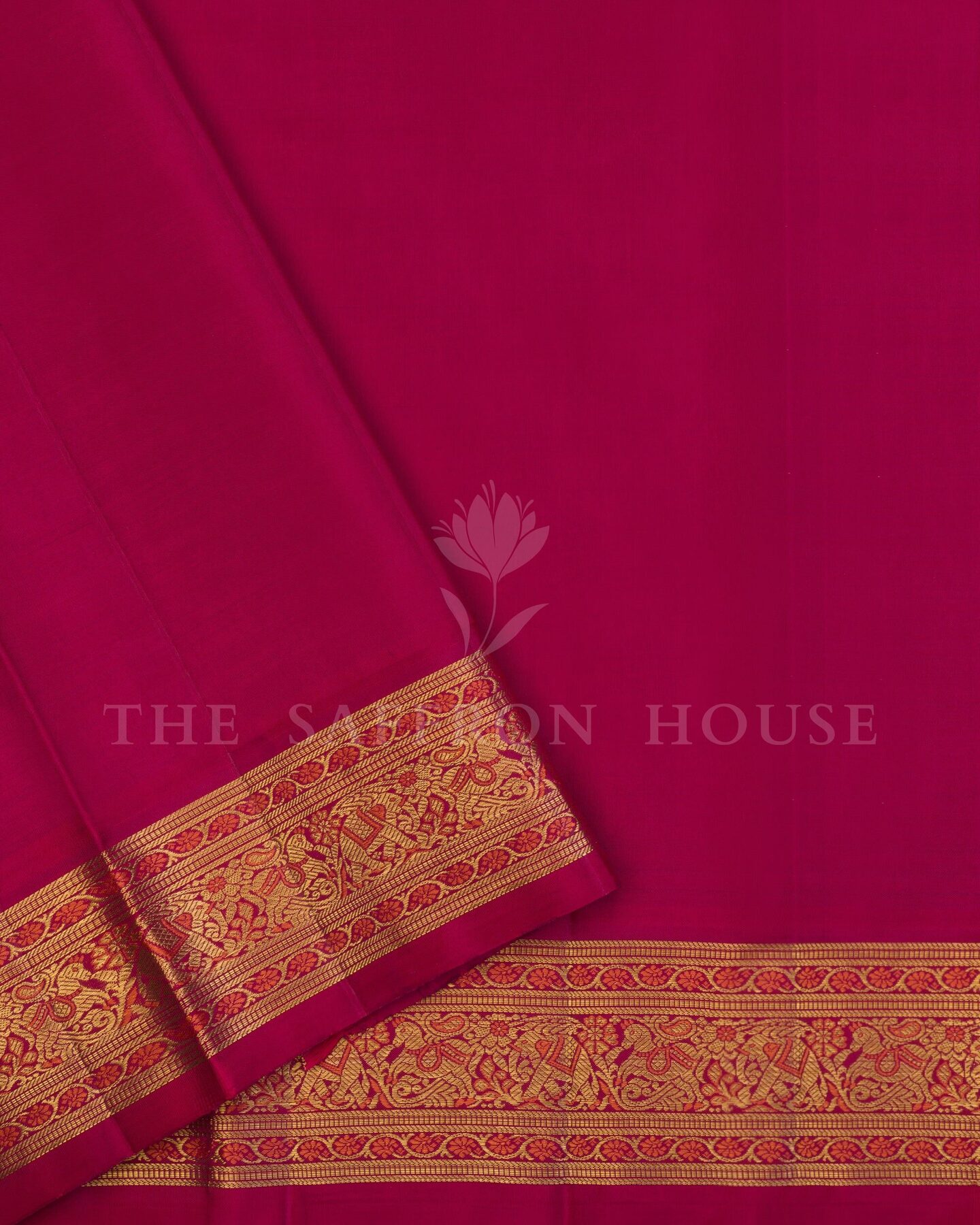 Aubergine And Rani Pink Kanjivaram Silk Saree – The Saffron House