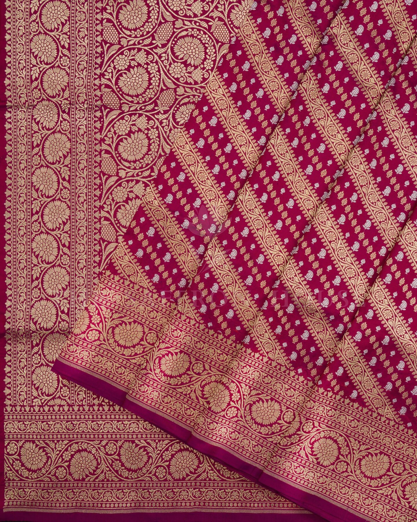 Magenta Banarasi Silk Saree – The Saffron House