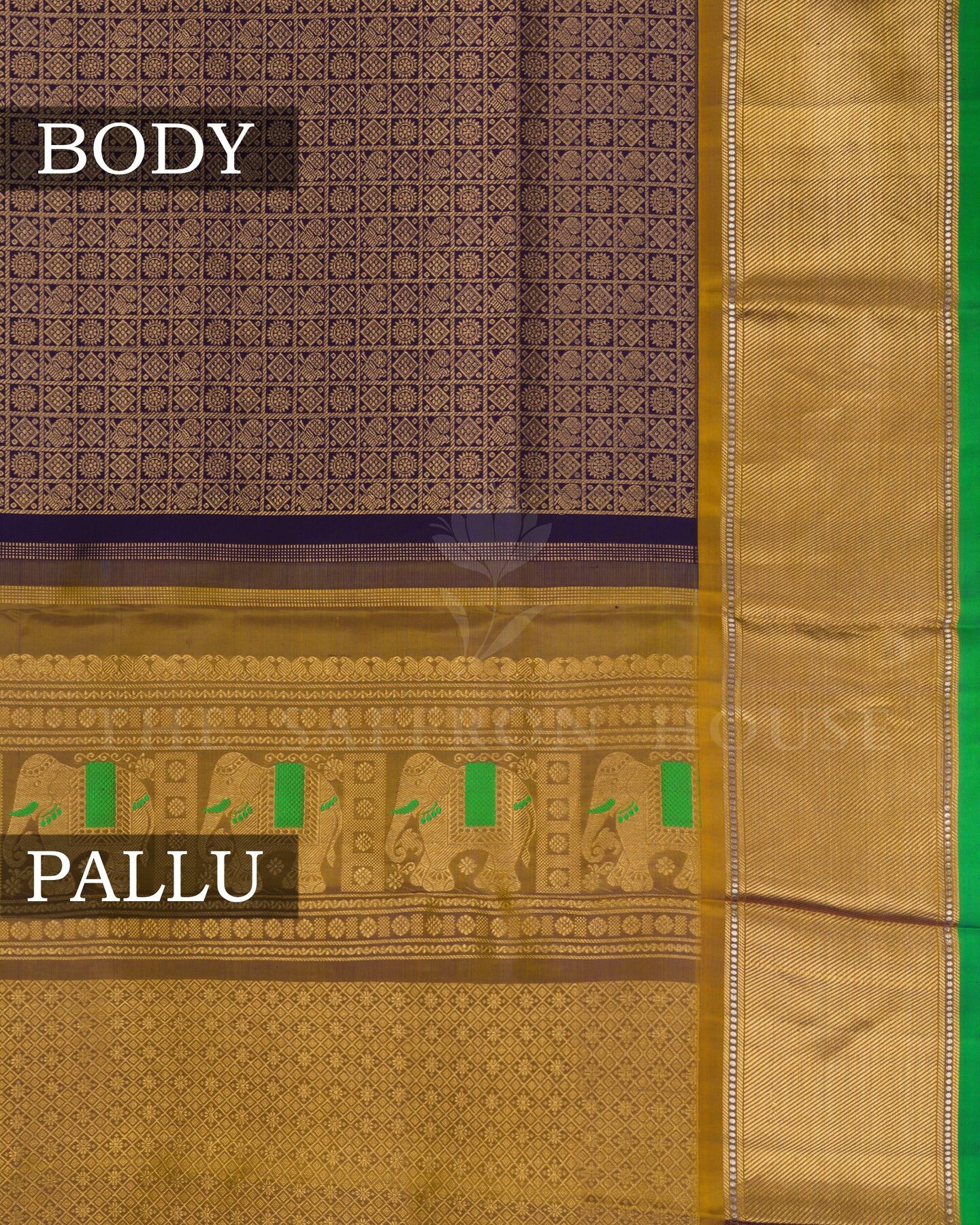 Purple And Antique Gold Kattam Kanjivaram Silk Saree – The Saffron House