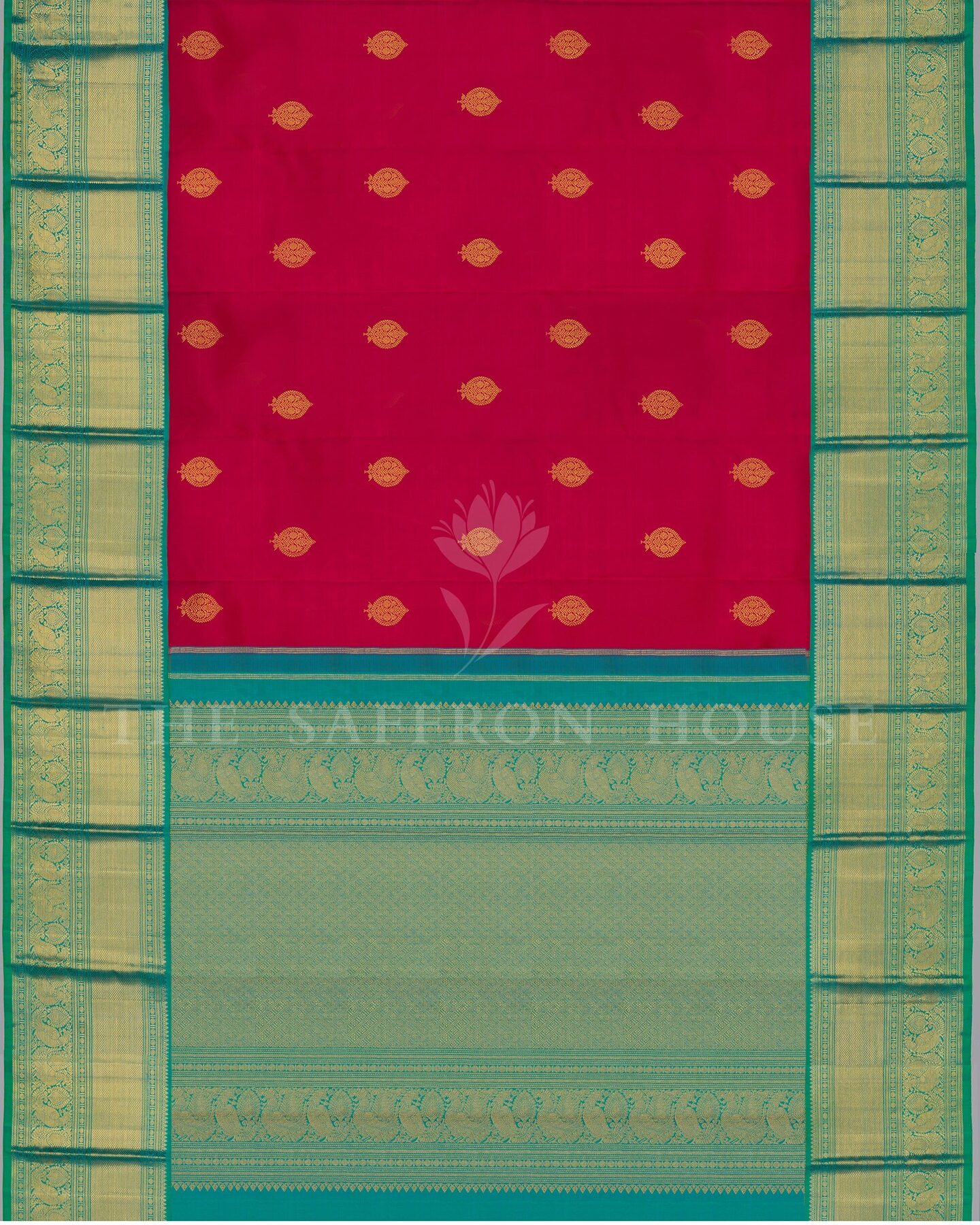 Pink And Sea Green Kanjivaram Silk Saree – The Saffron House