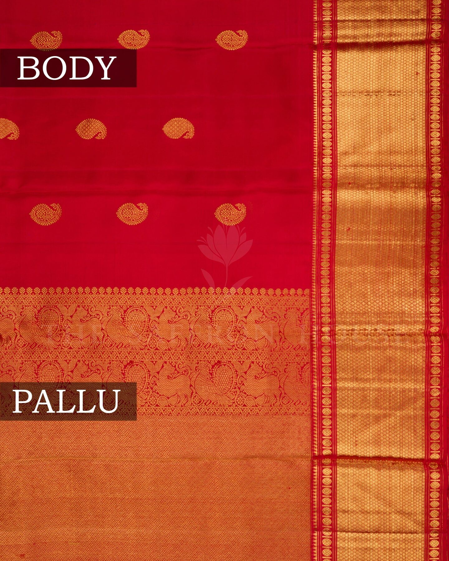 Red Brocade Kanjivaram Silk Saree – The Saffron House