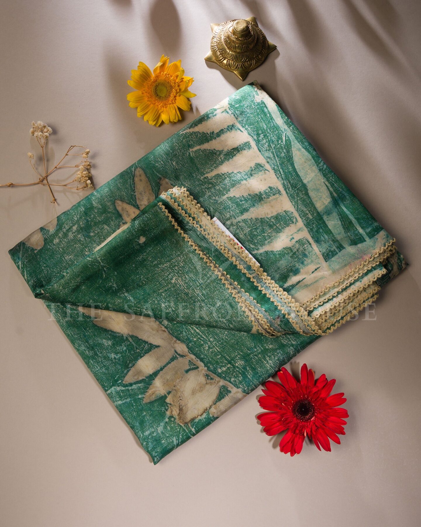 Green Mulberry Silk Saree – The Saffron House