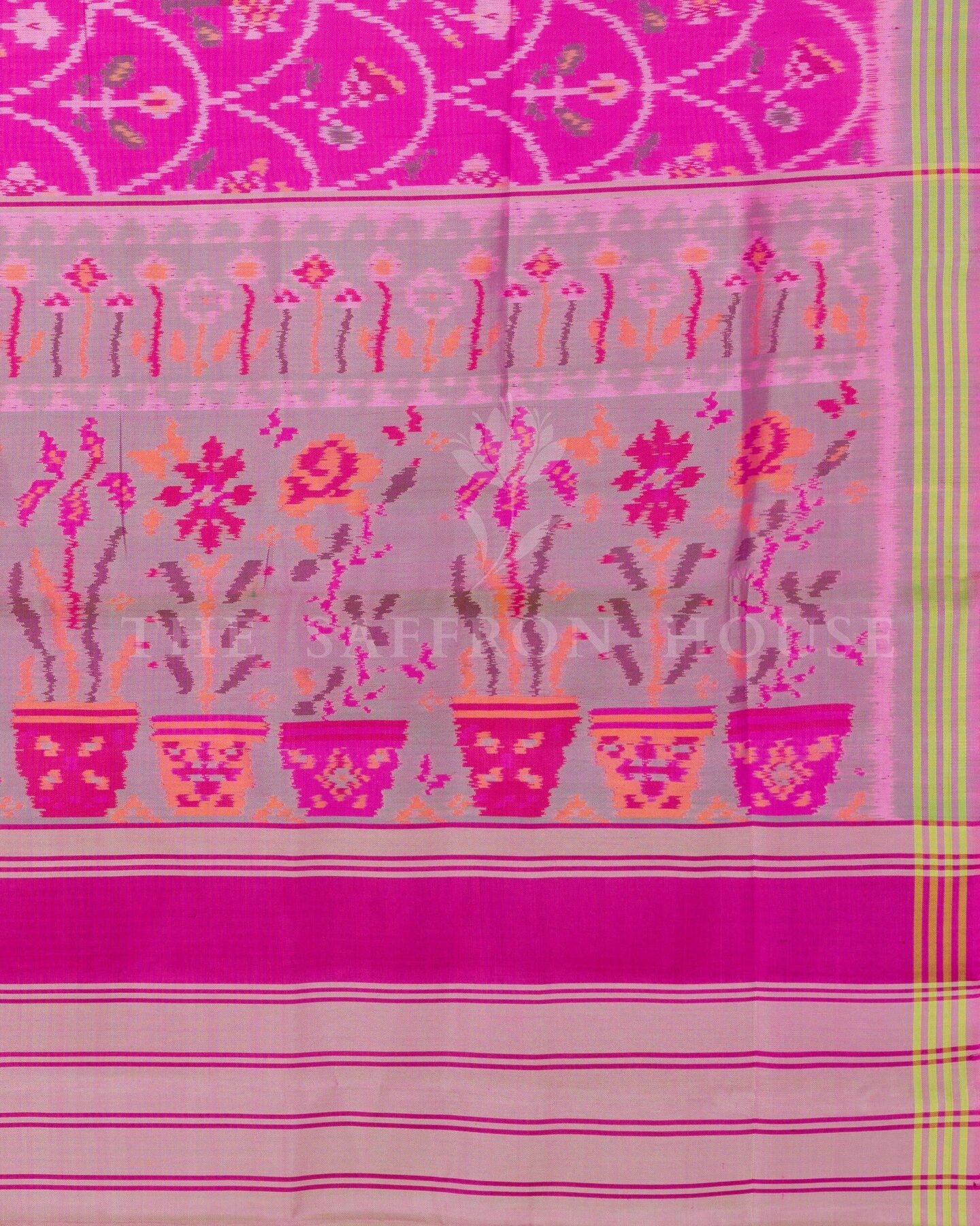 Fuchsia Handwoven Patola Saree – The Saffron House