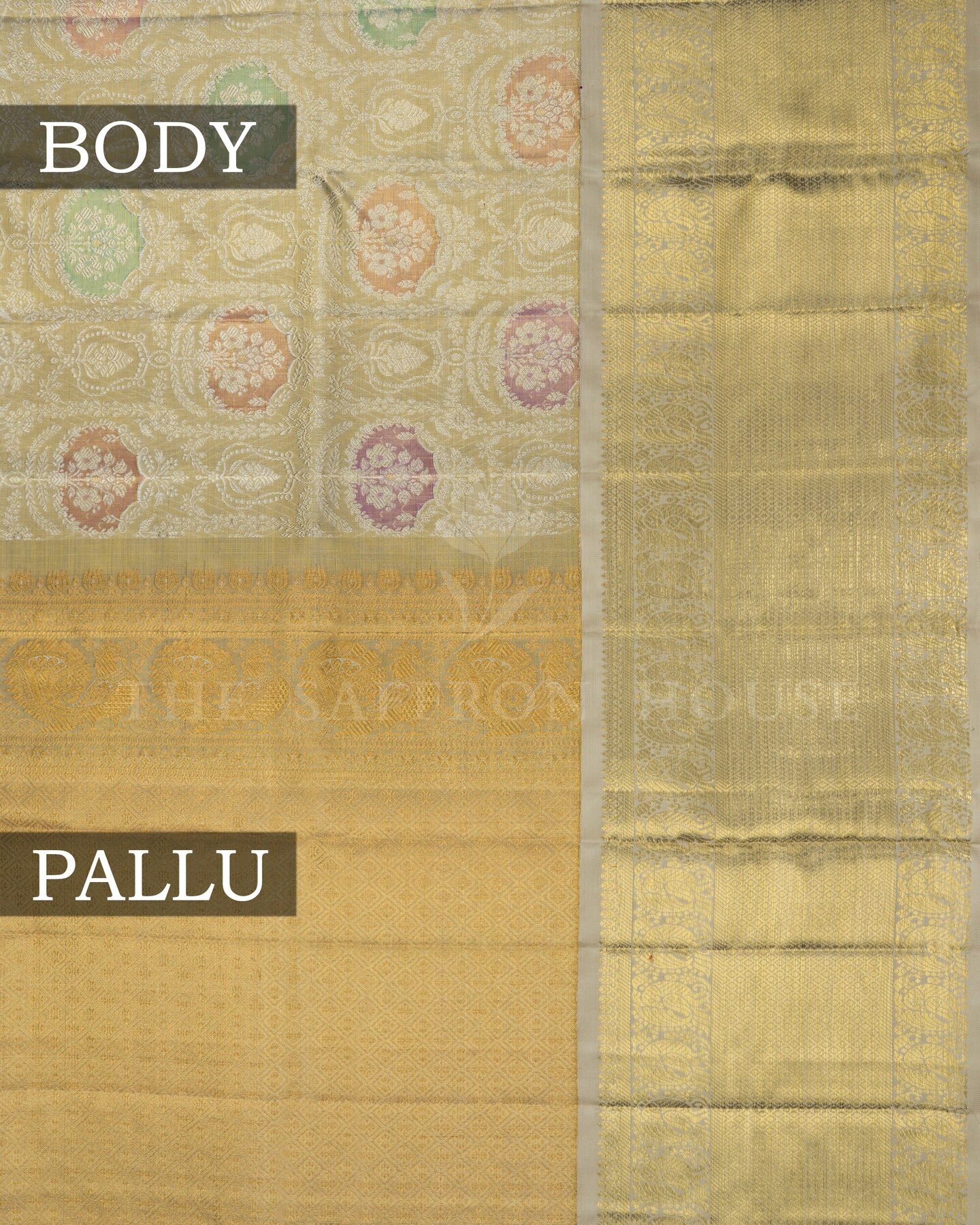 Antique Gold Bridal Tissue Kanjivaram Silk Saree – The Saffron House