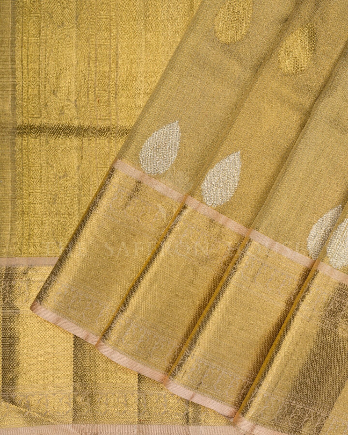 Antique Gold Tissue Kanjivaram Silk Saree – The Saffron House