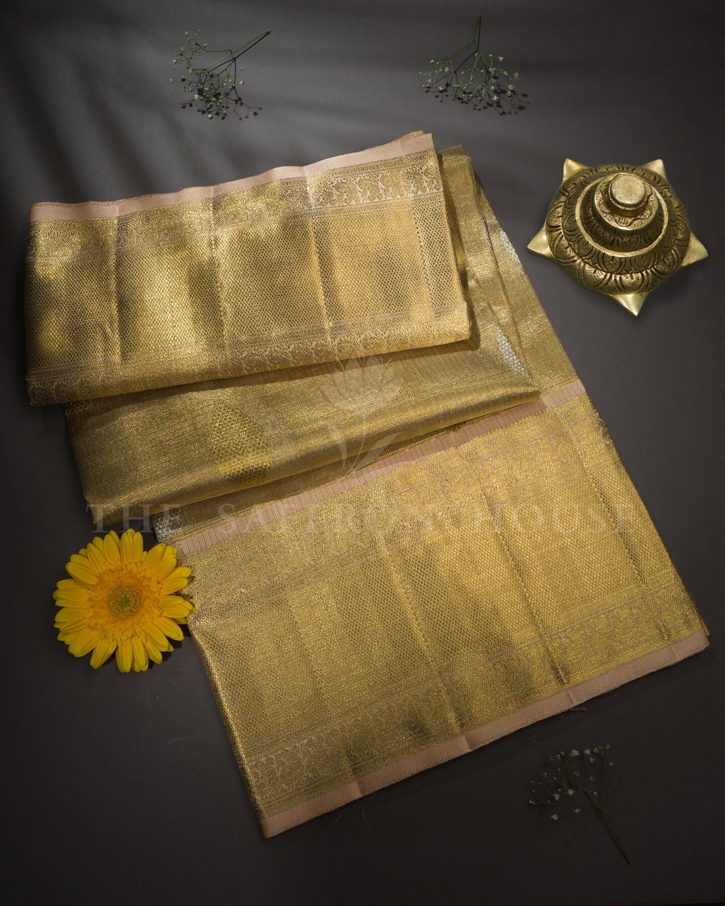 Antique Gold Tissue Kanjivaram Silk Saree