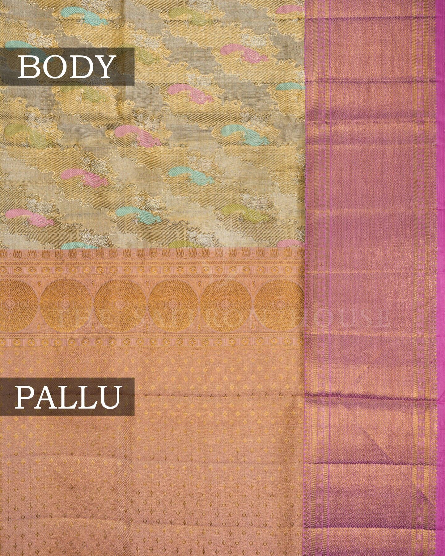 Antique Gold Bridal Tissue Kanjivaram Silk Saree – The Saffron House