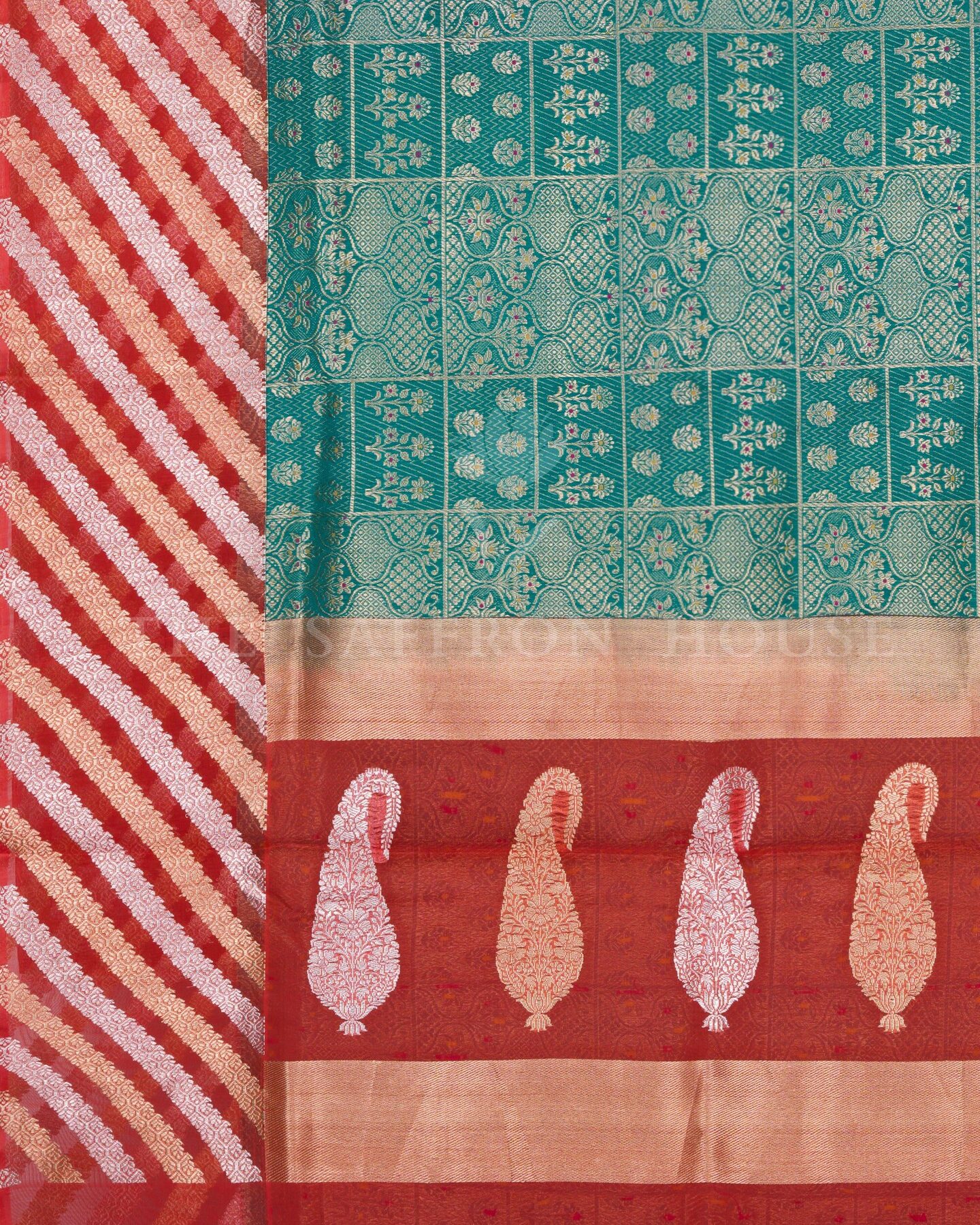 Green And Chilli Red Banarasi Silk Saree – The Saffron House