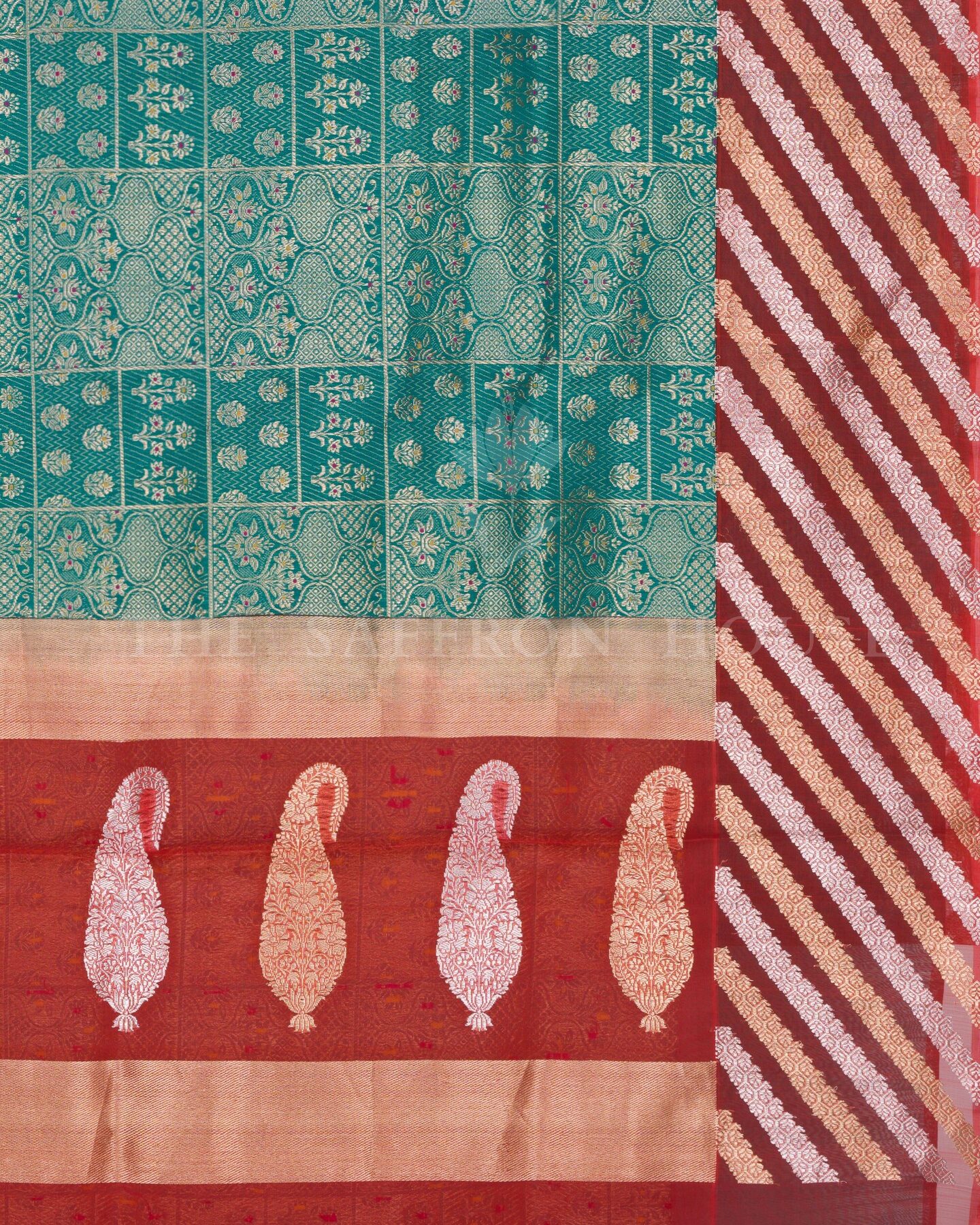 Green And Chilli Red Banarasi Silk Saree – The Saffron House