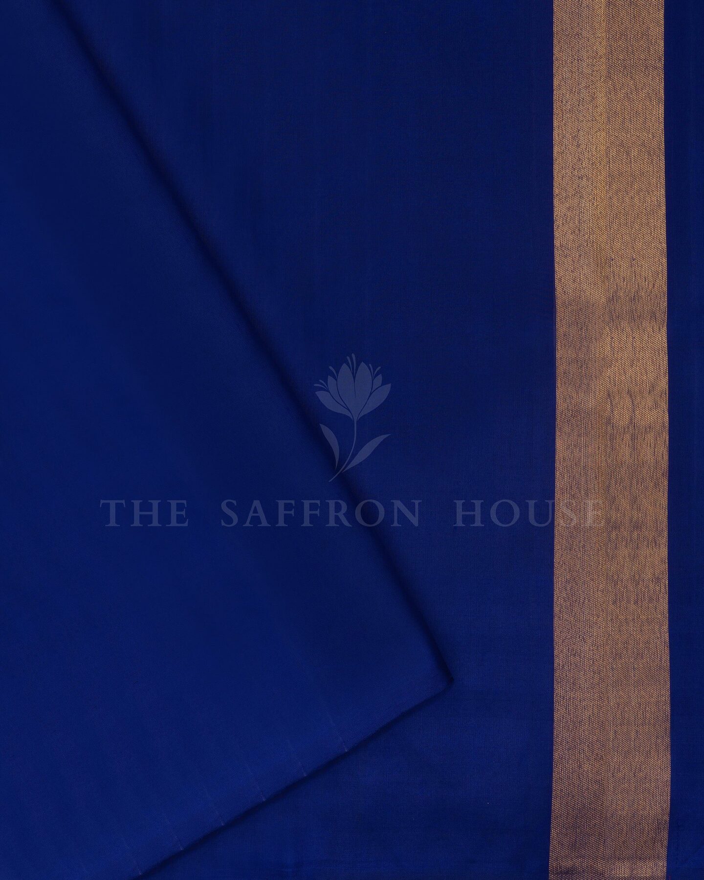 Midnight Blue And Off White Kanjivaram Silk Saree – The Saffron House