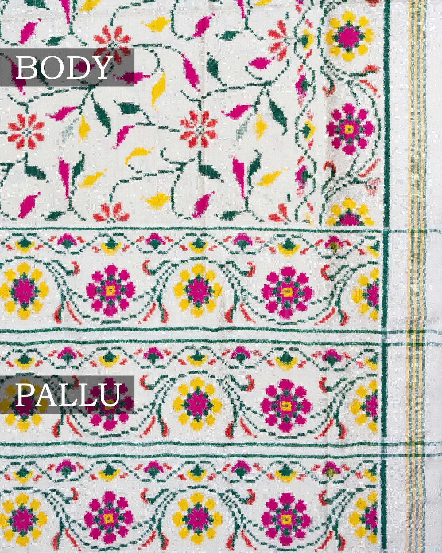 Off White Handwoven Patola Saree – The Saffron House