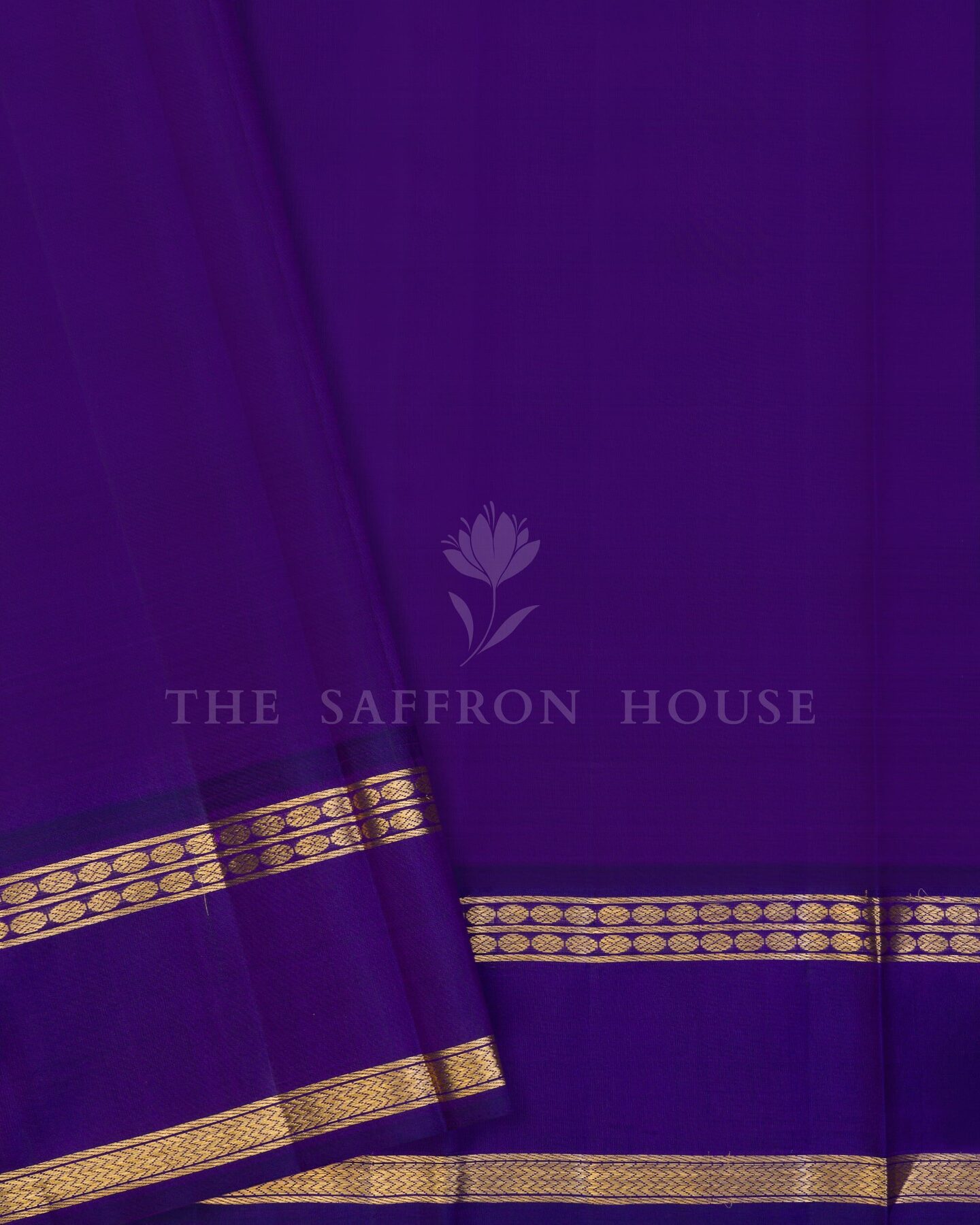 Sand Beige And Violet Kattam Kanjivaram Silk Saree – The Saffron House