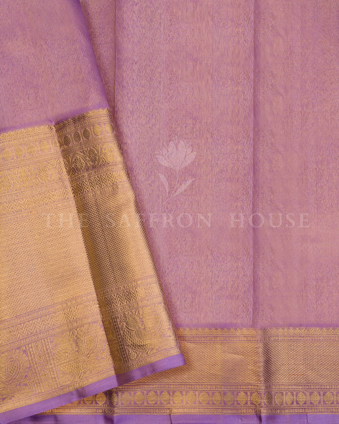 Antique Gold And Lavender Kanjivaram Silk Saree – The Saffron House