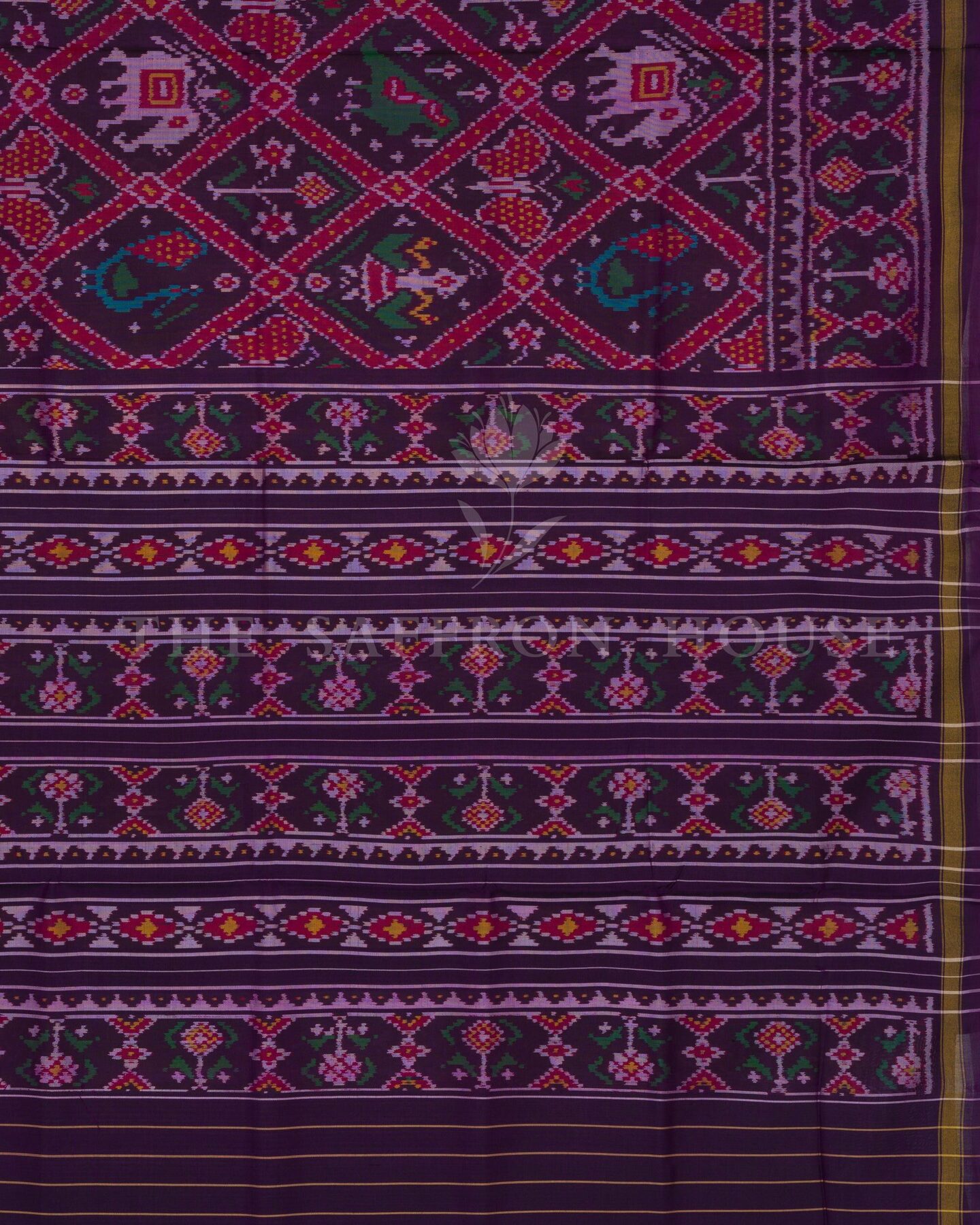 Aubergine And Mustard Gold Handwoven Patola Saree – The Saffron House