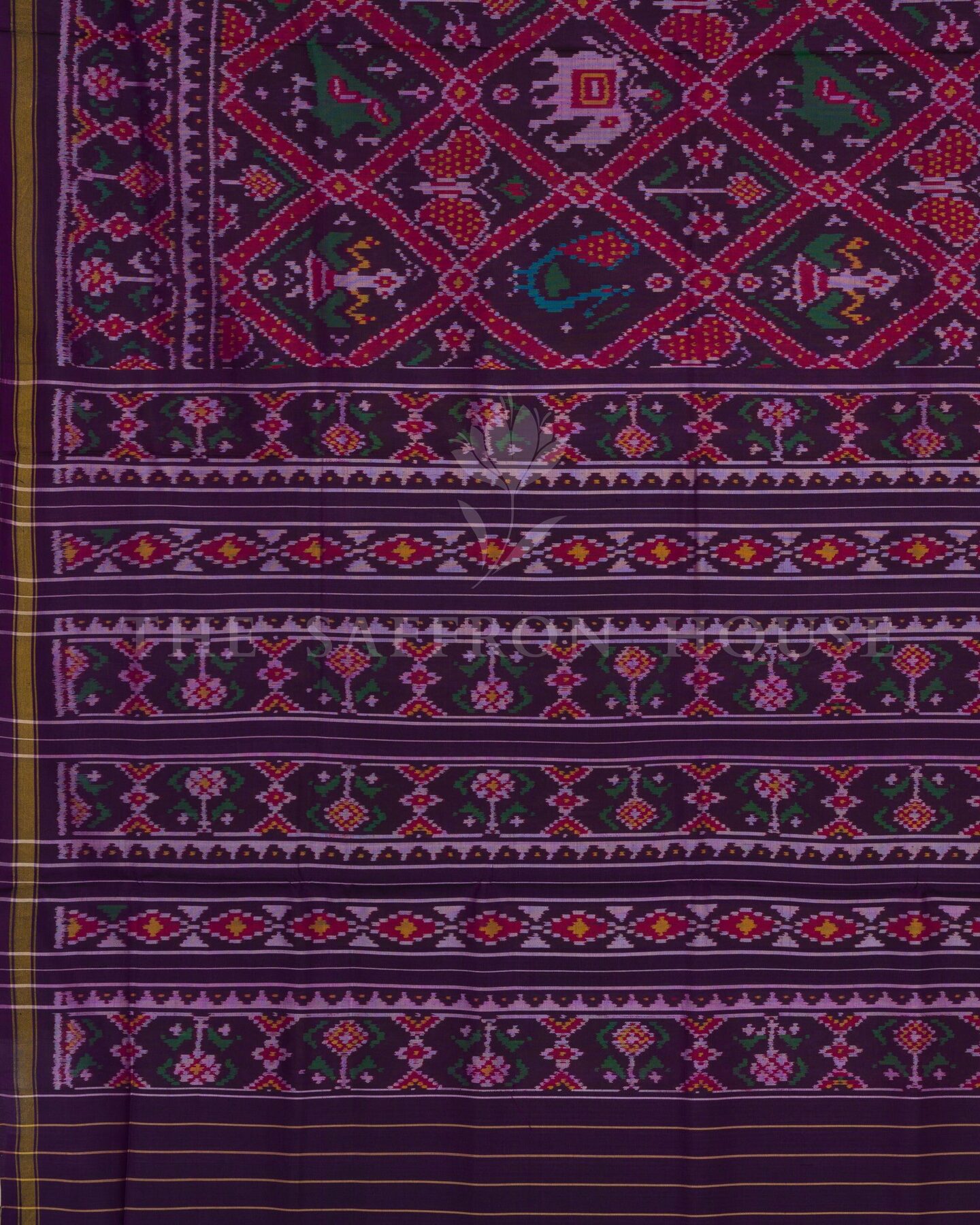 Aubergine And Mustard Gold Handwoven Patola Saree – The Saffron House