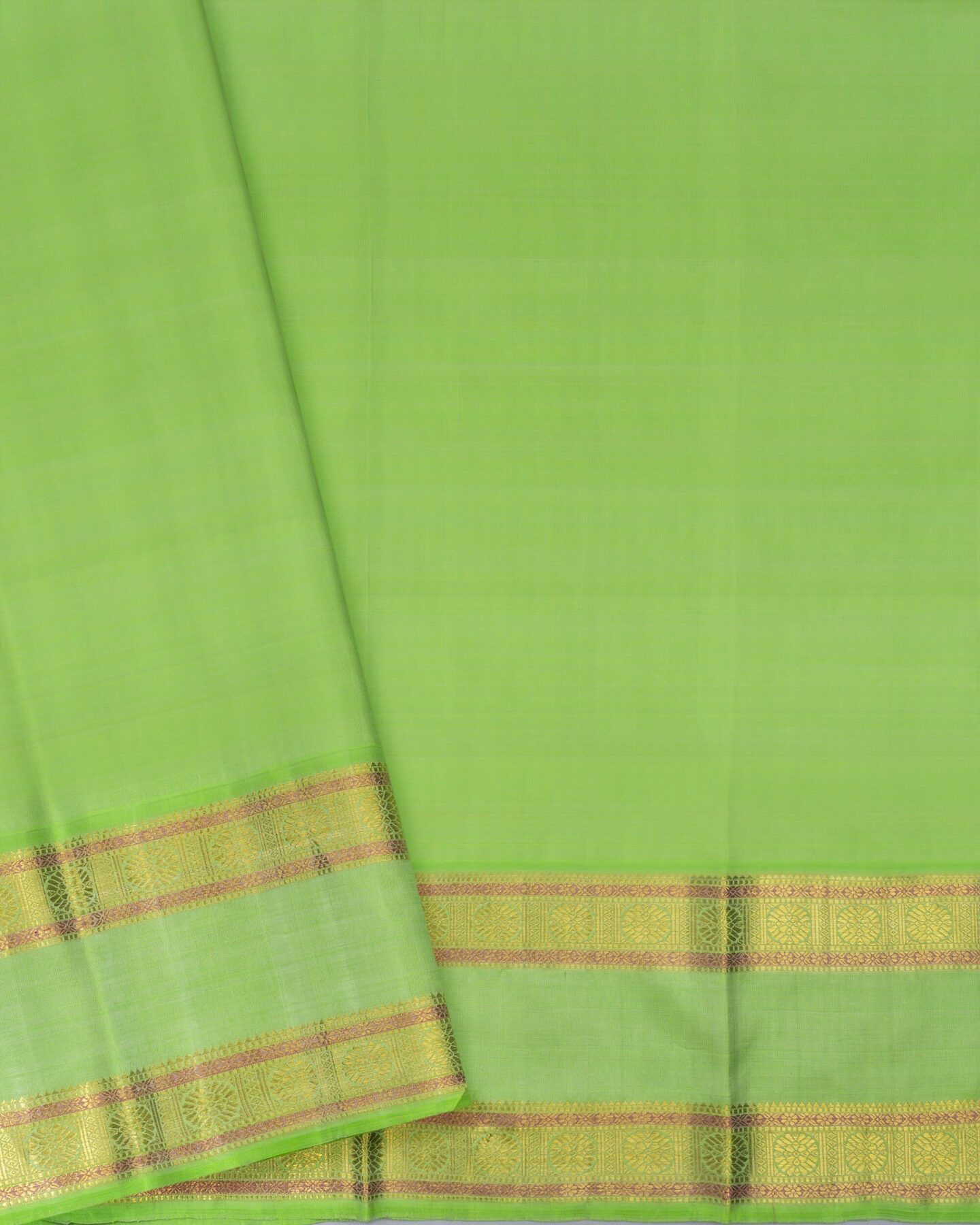 Indigo Blue And Parrot Green Kattam Kanjivaram Silk Saree – The Saffron House