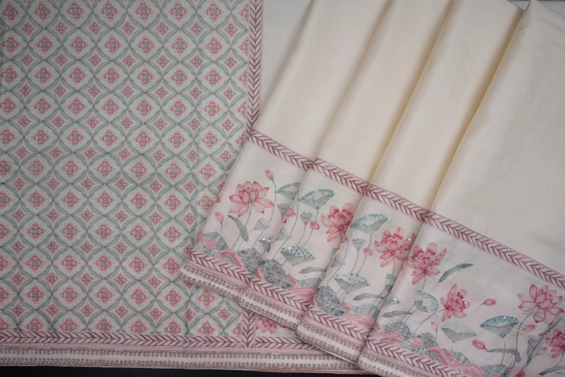 Off White And Ivory Kanjivaram Silk Saree – The Saffron House