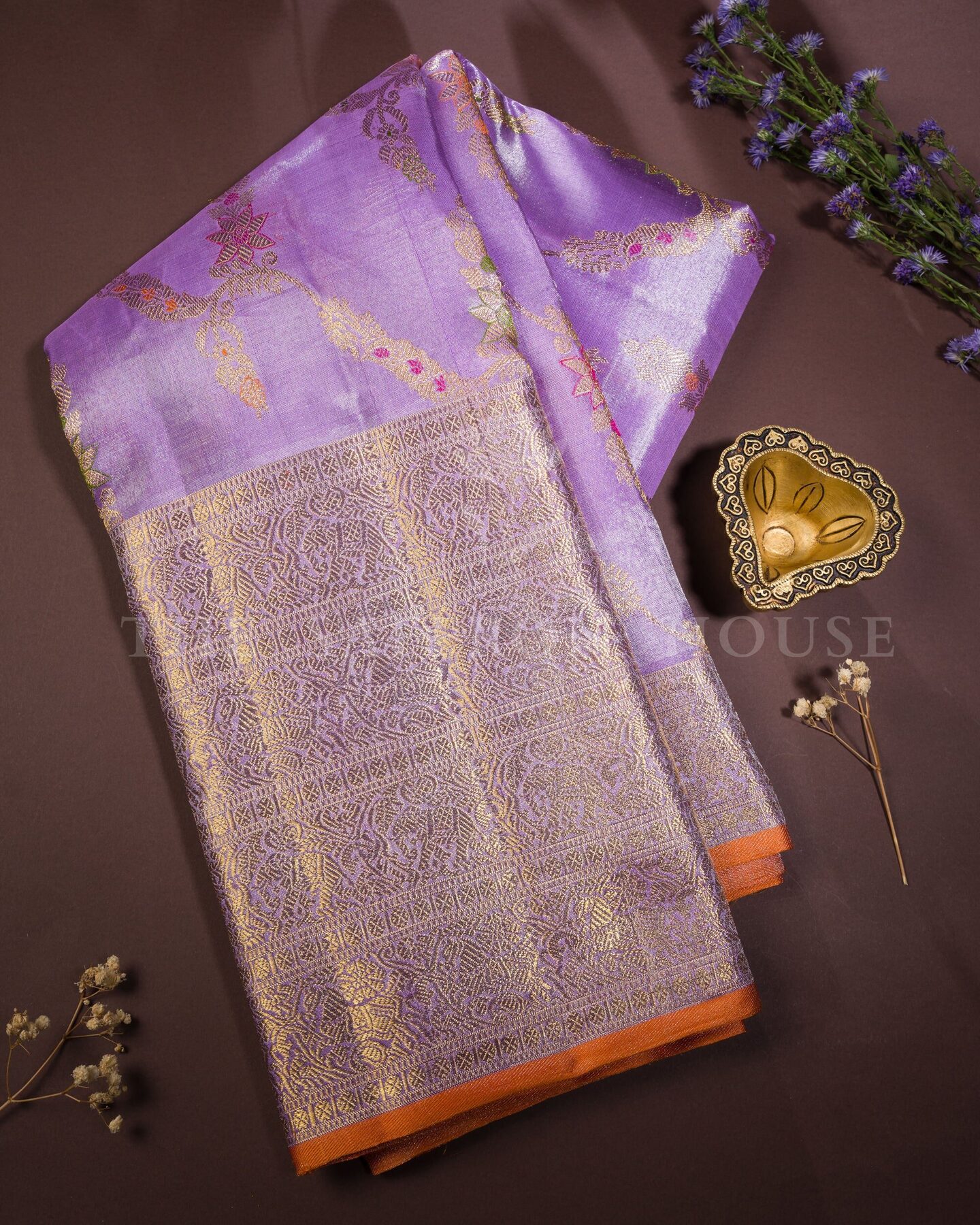 Lavender Tissue Kanjivaram Silk Saree – The Saffron House