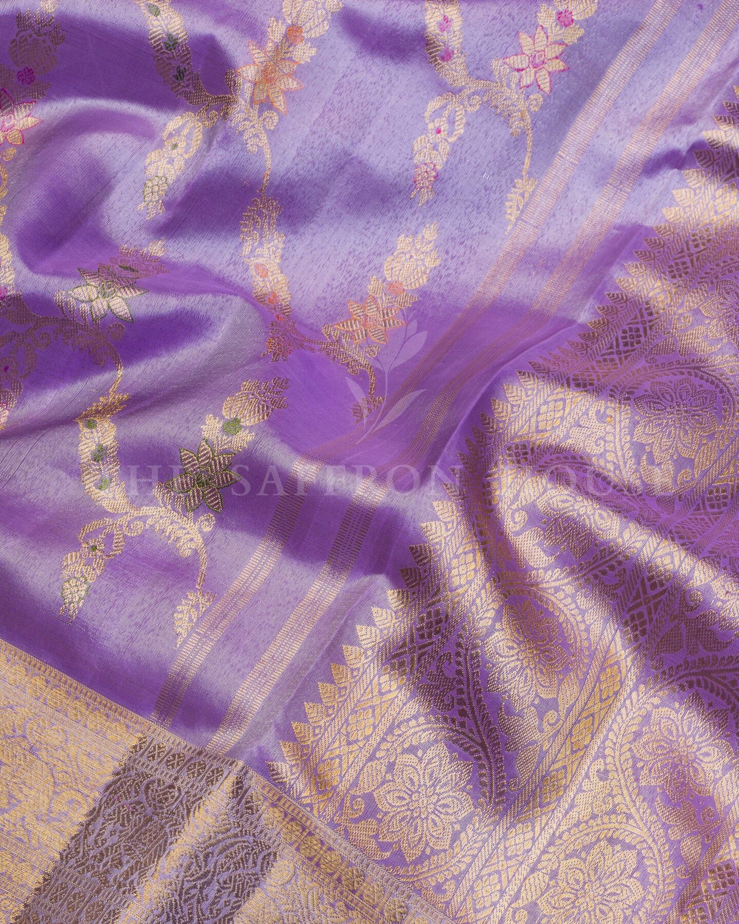 Lavender Tissue Kanjivaram Silk Saree – The Saffron House