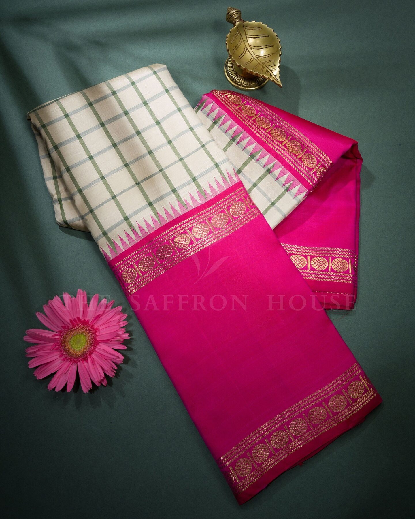 Pink Kattam Kanjivaram Silk Saree – The Saffron House