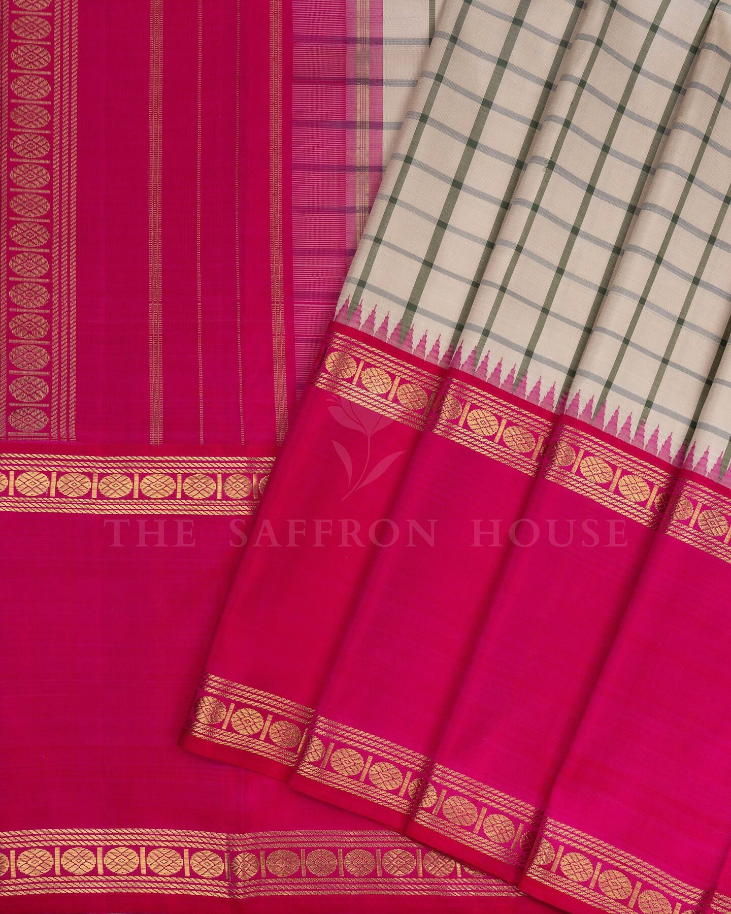 Pink Kattam Kanjivaram Silk Saree – The Saffron House