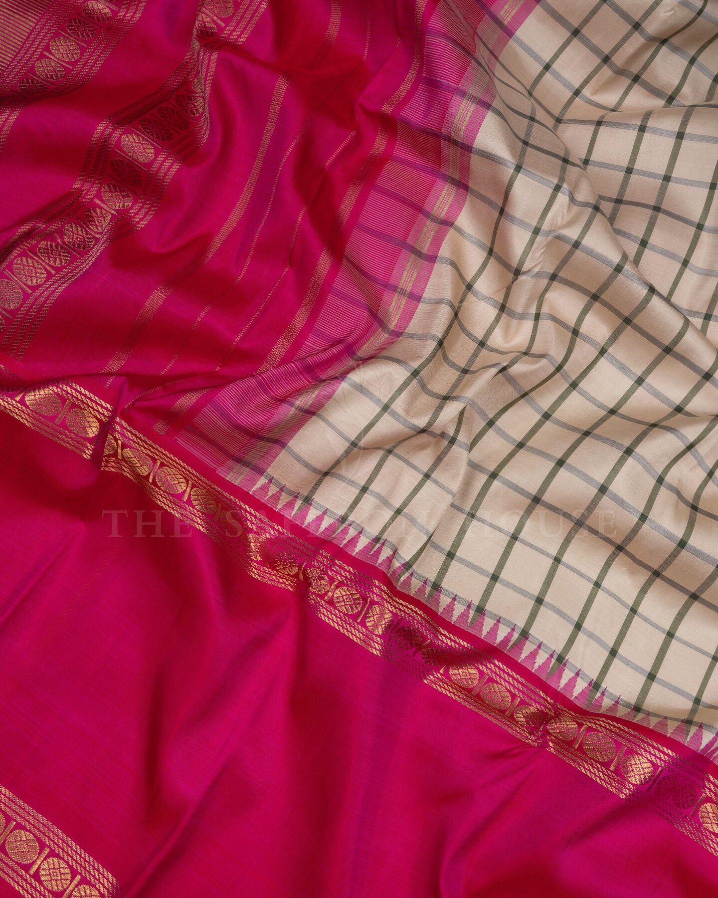 Pink Kattam Kanjivaram Silk Saree – The Saffron House