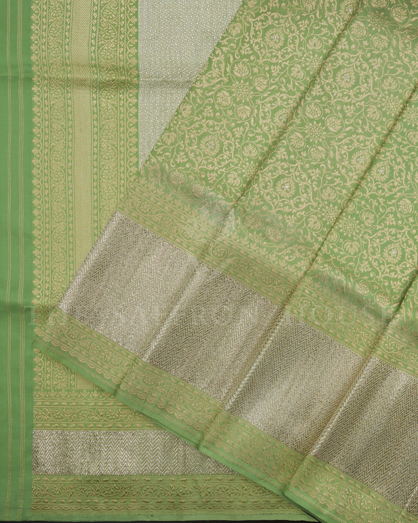 Light Green Banarasi Silk Saree – The Saffron House