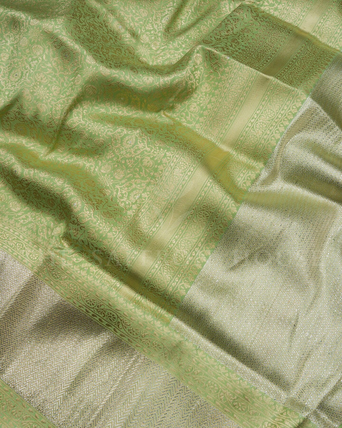 Light Green Banarasi Silk Saree – The Saffron House