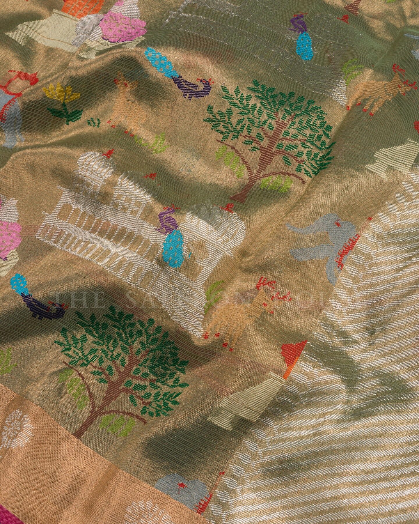 Light Green Jamdani Silk Saree – The Saffron House