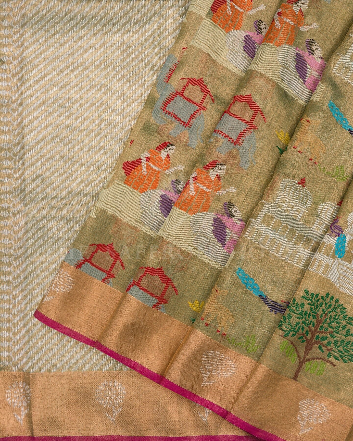 Light Green Jamdani Silk Saree – The Saffron House