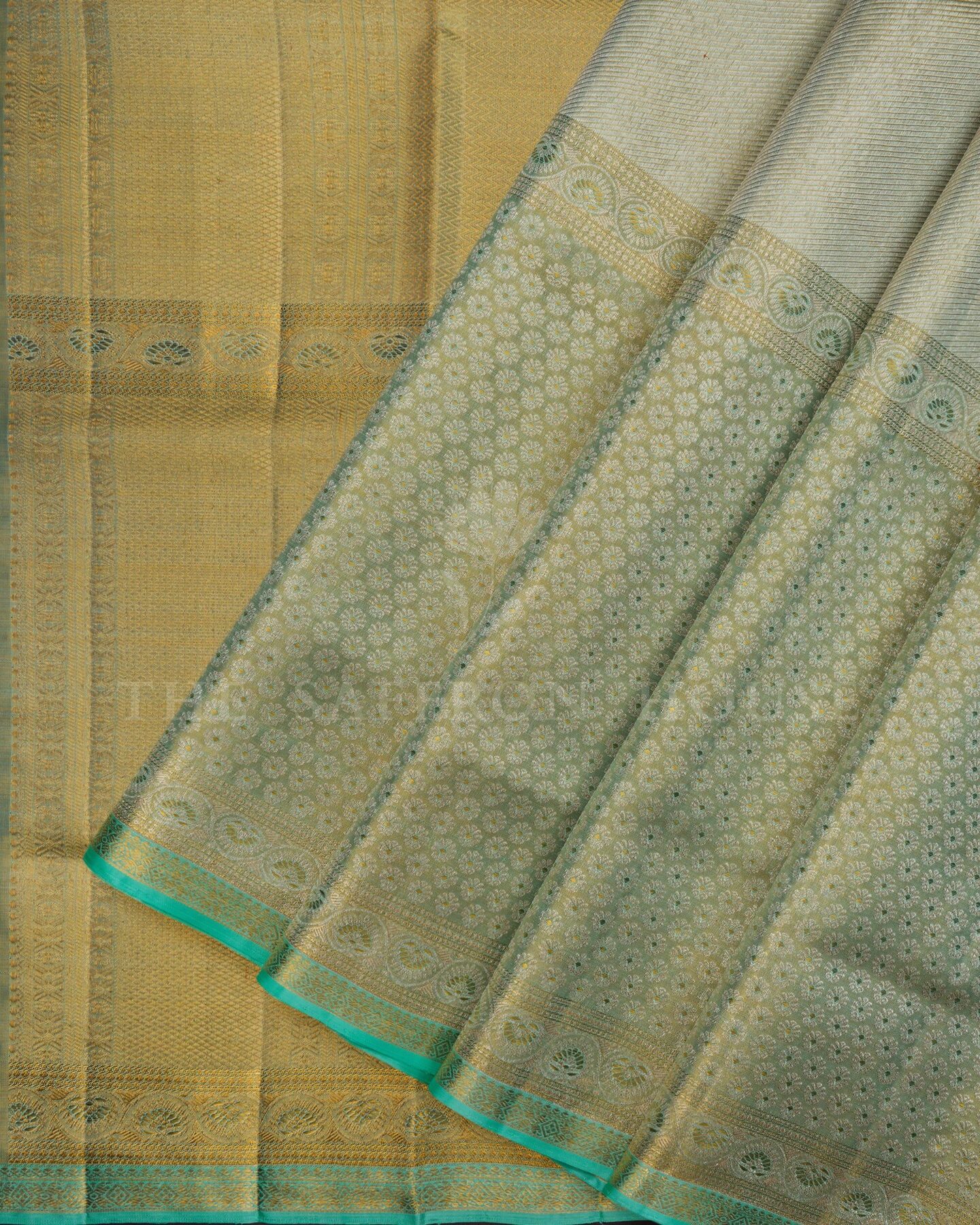 Icy Blue Bridal Tissue Kanjivaram Silk Saree – The Saffron House
